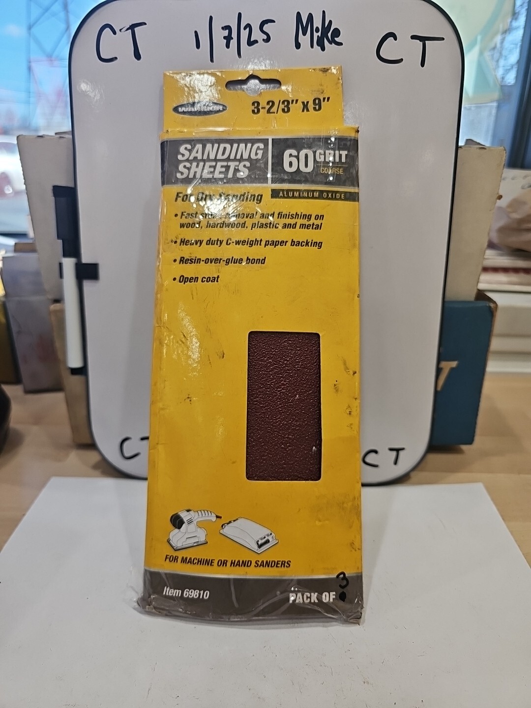 Warrior 3-2/3" X 9" Sanding Sheets 60 Grit For Hand Sanders. pack of 3