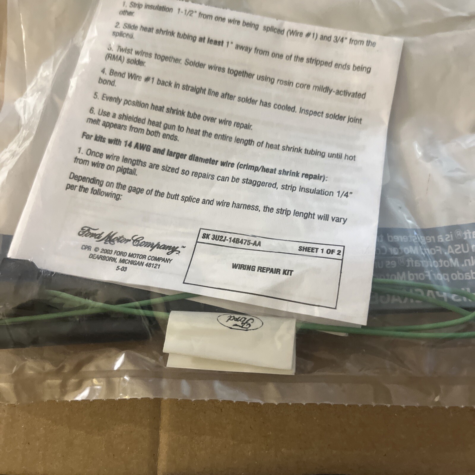 Wire Assembly - Motorcraft WPT-1648 / Ford DU2Z-14S411-AZB - Image 3