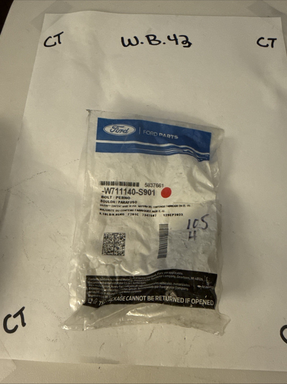 (1) Genuine Ford 2007-2017 Ford - Trans Mount Bolt W711140-S901 Sold Individual