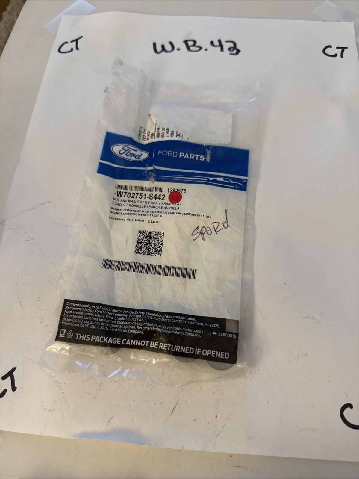 (1) Genuine Ford OE Nut - Special W702751-S442 Sold Individually