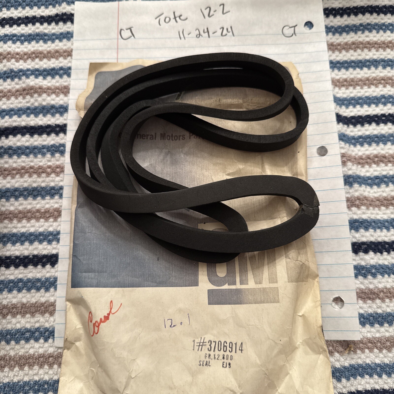 1953-62 Corvette Cowl Vent Weatherstrip, NOS