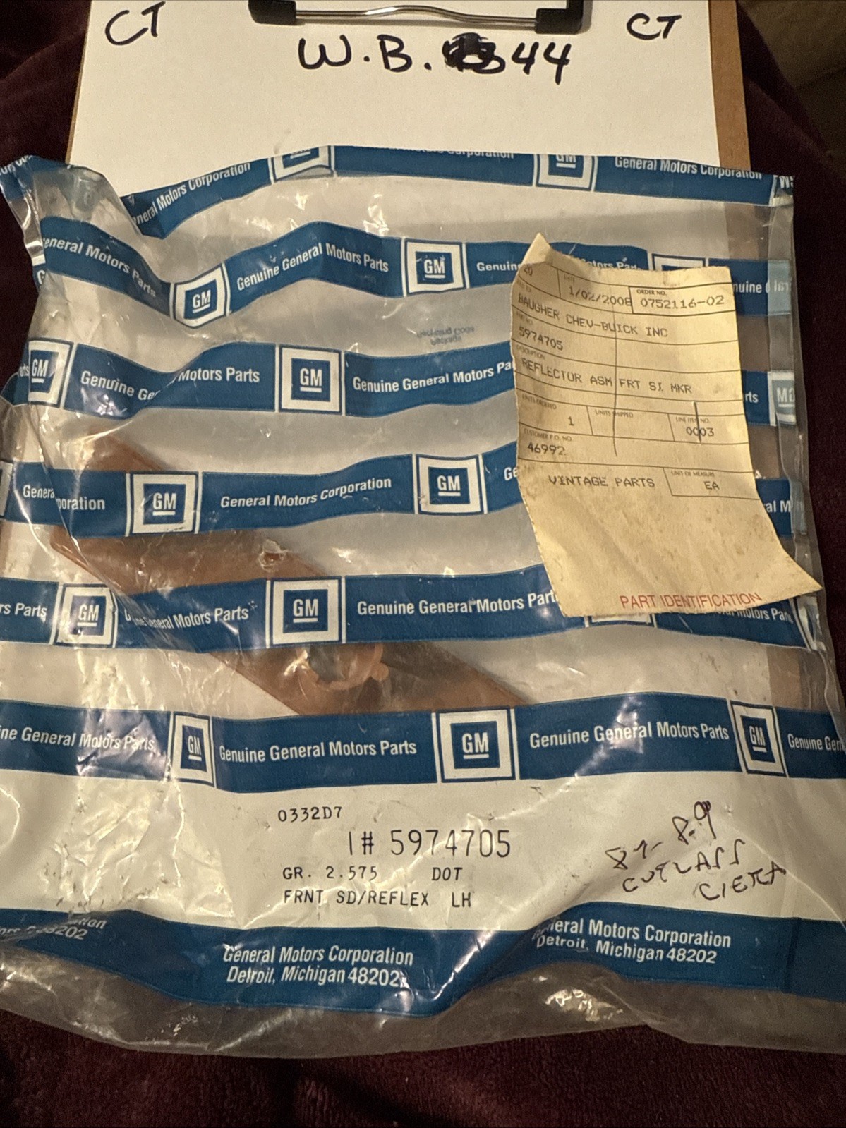 1987 1988 OLDSMOBILE CUTLASS CIERRA NOS GM LH SIDE MARKER 5974705