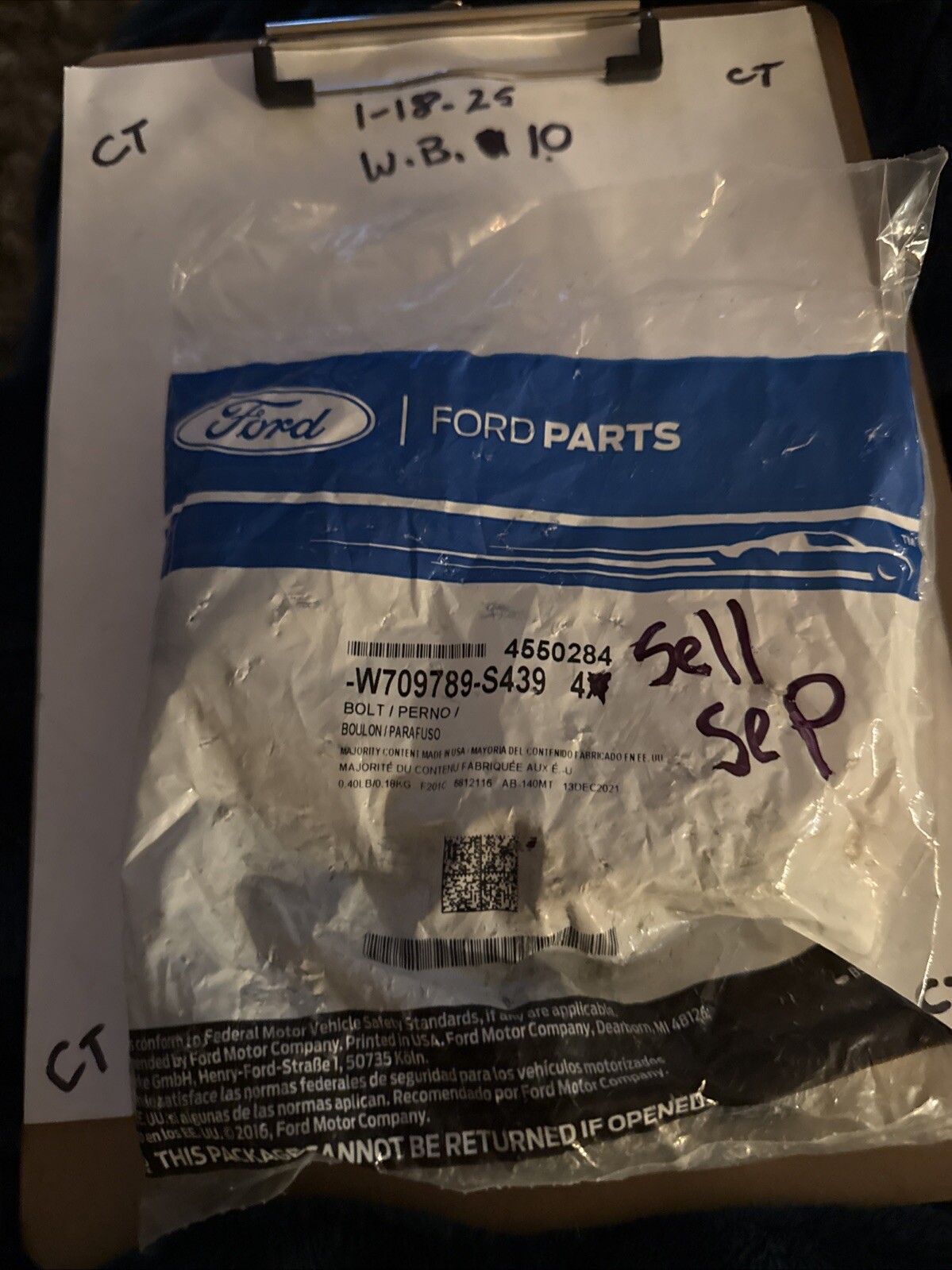 (1)Disc Brake Caliper Bracket Mounting Bolt FORD W709789-S439 Sold Individually