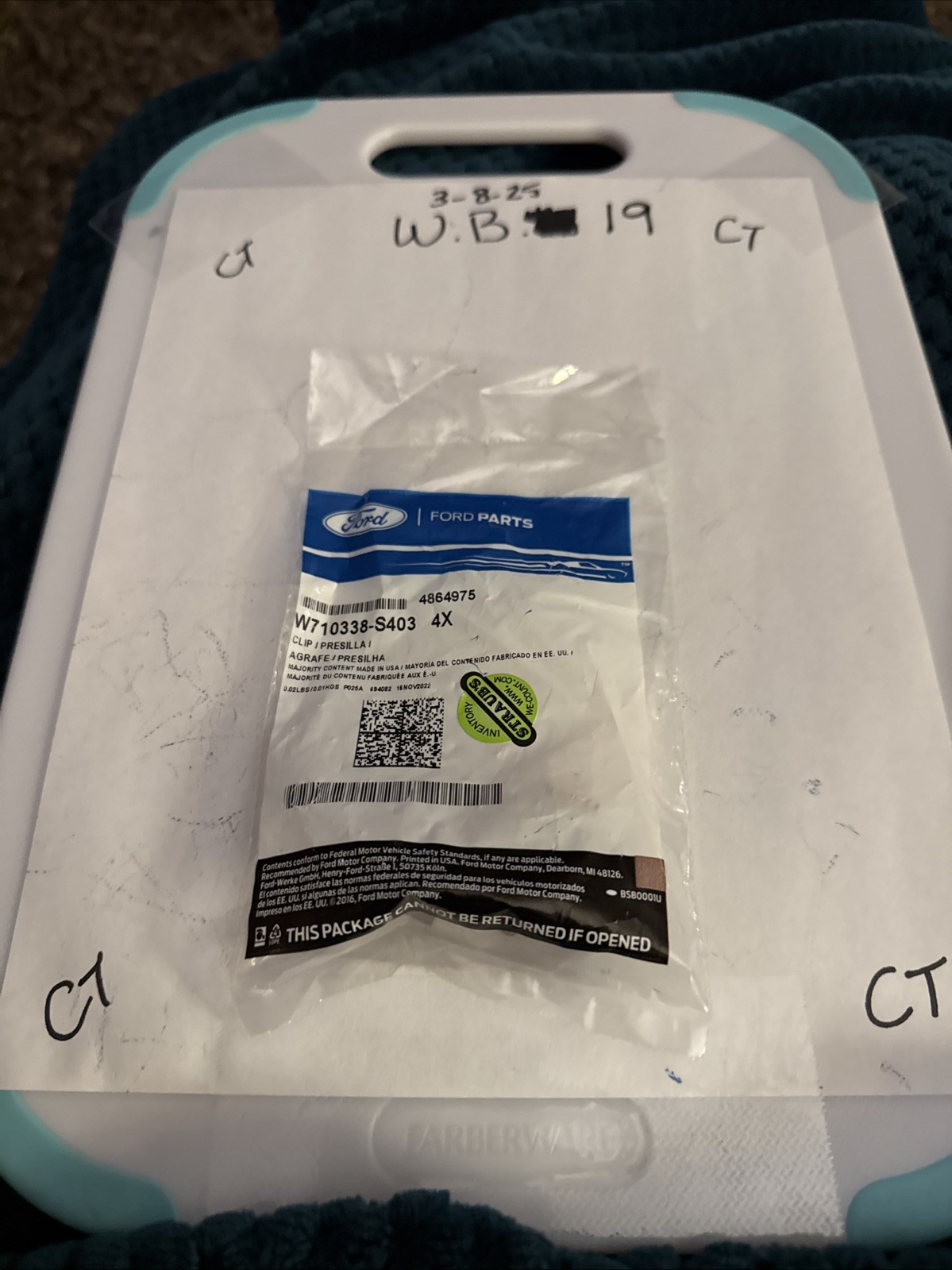 (4) Genuine Ford Lower Center Pillar Trim Retainer Clip W710338-S403