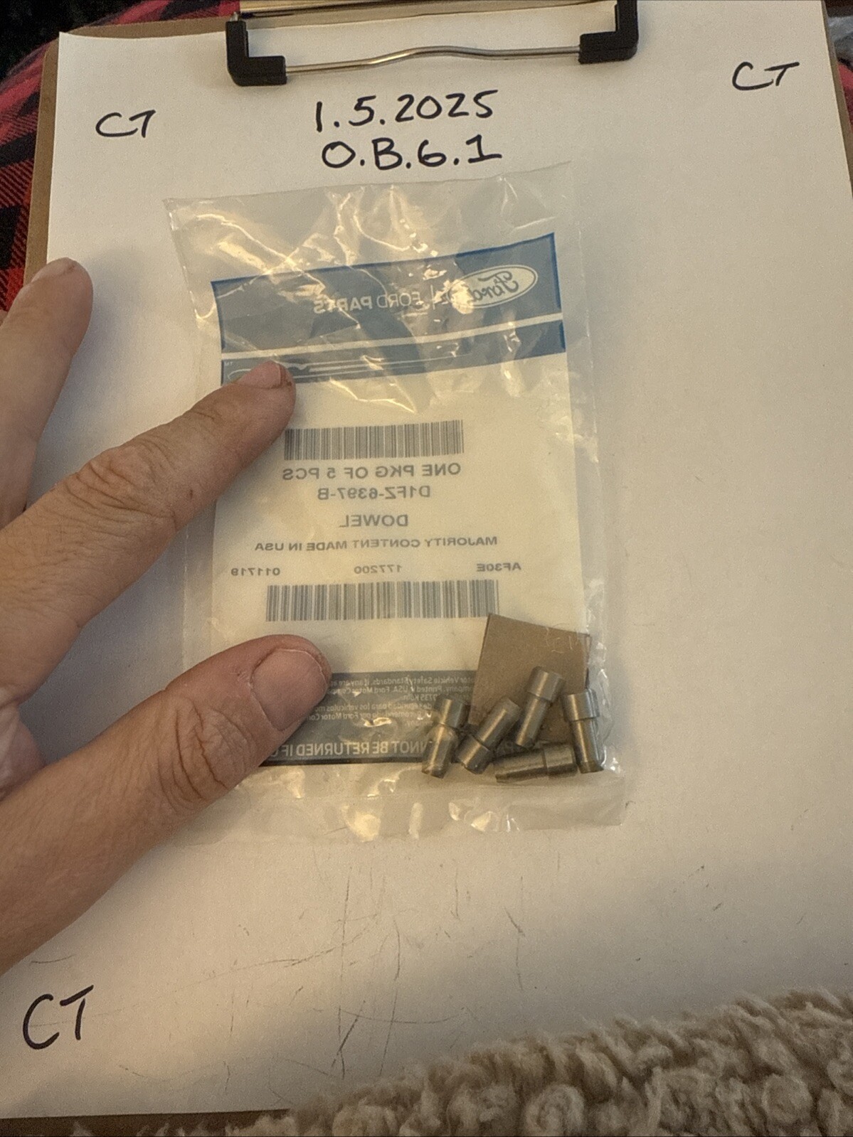 (5) NEW - OEM Ford D1FZ-6397-B Block To Flywheel Housing Dowel 1971-72 1.6L 2.0L - Image 3