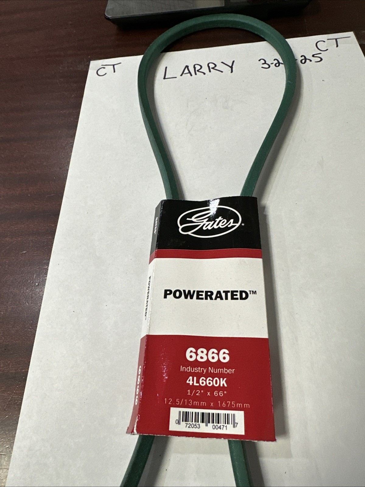 Accessory Drive Belt-FHP Medium Horse-Power V-Belt Gates 6866 1/2” x 66”