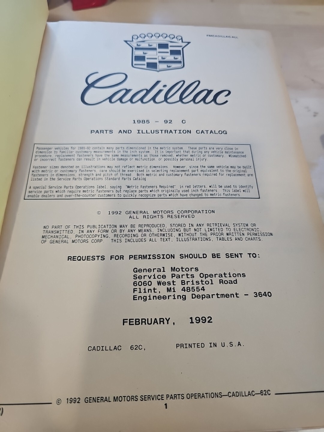 Cadillac 1985-92 C Parts And Illustration Catalog 62c - Image 4