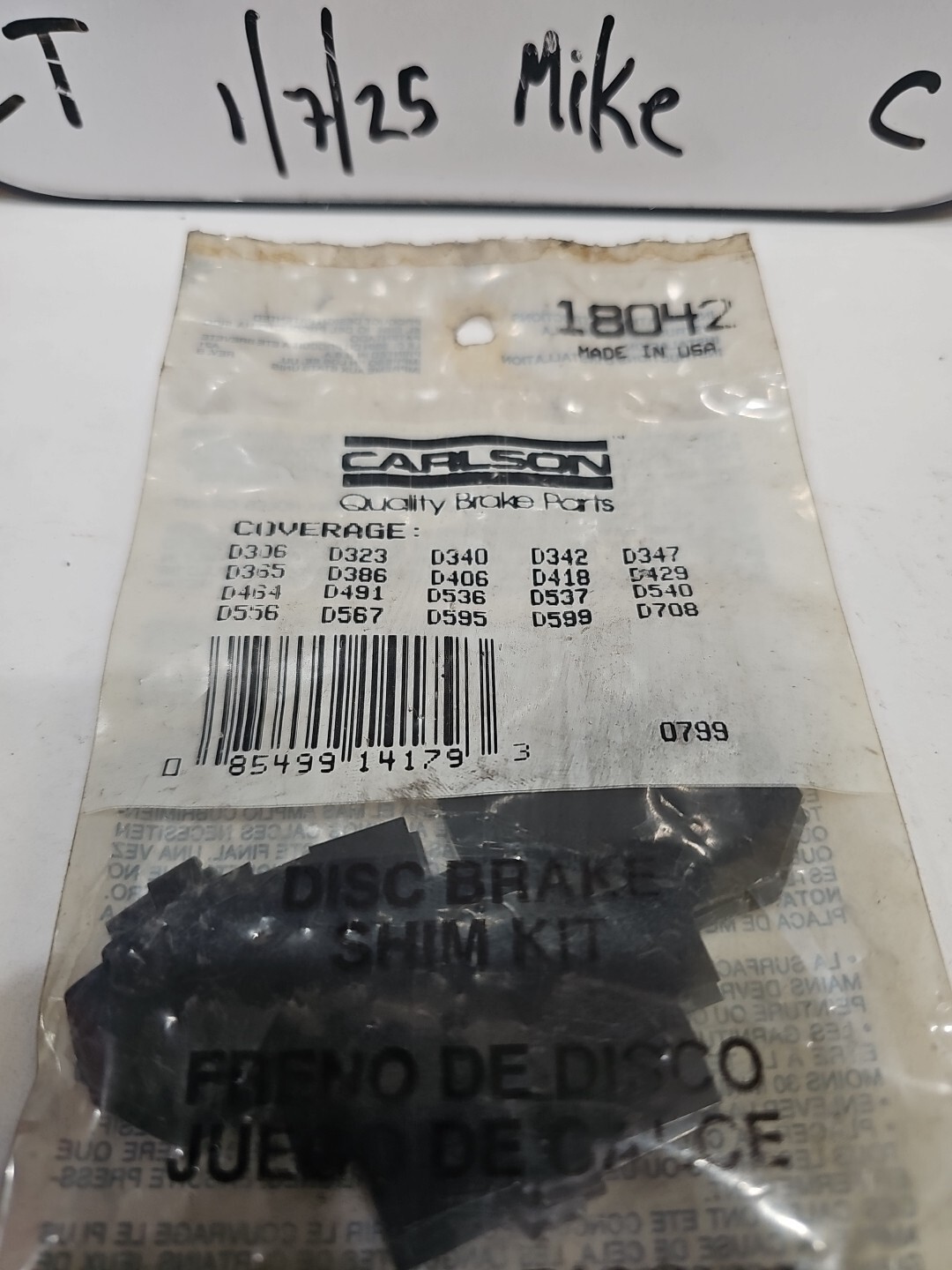 Carlson 18042 Pad Shim Kit - Image 3