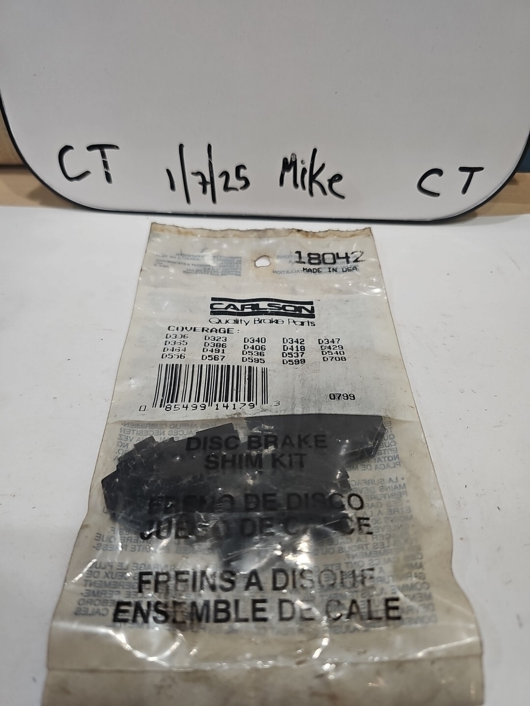 Carlson 18042 Pad Shim Kit