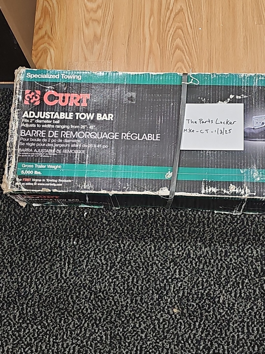 Curt 19745 Adjustable Tow Bar w/ Heavy Duty Coupler 5000lb Capacity W/ 2in Ball