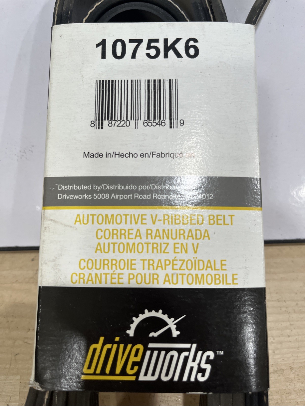 Drive Works 1075K6 Serpentine Belt - V-Ribbed - 6 Ribs - Image 3