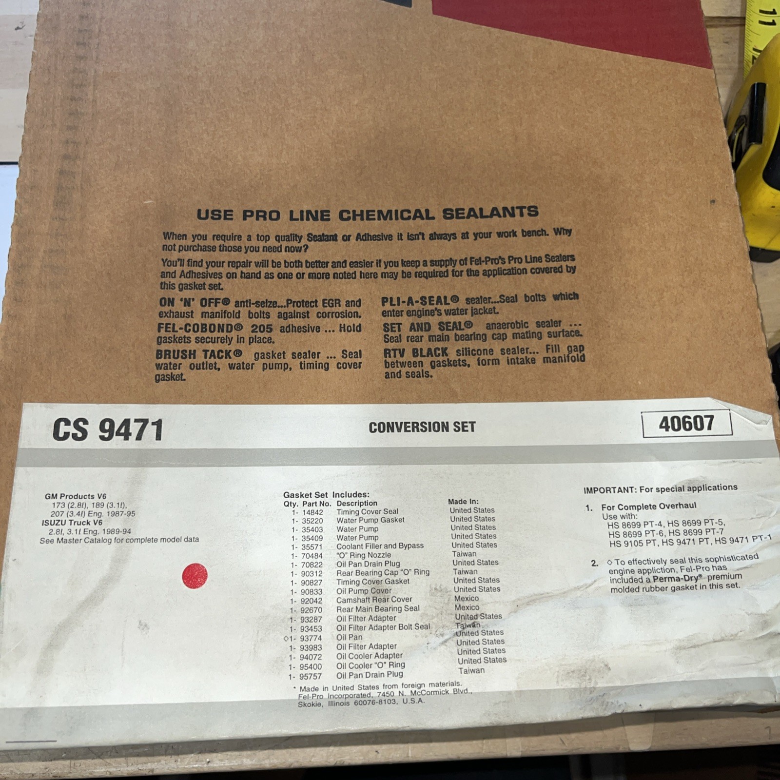 Engine Conversion Gasket Set Fel-Pro CS 9471 - Image 3