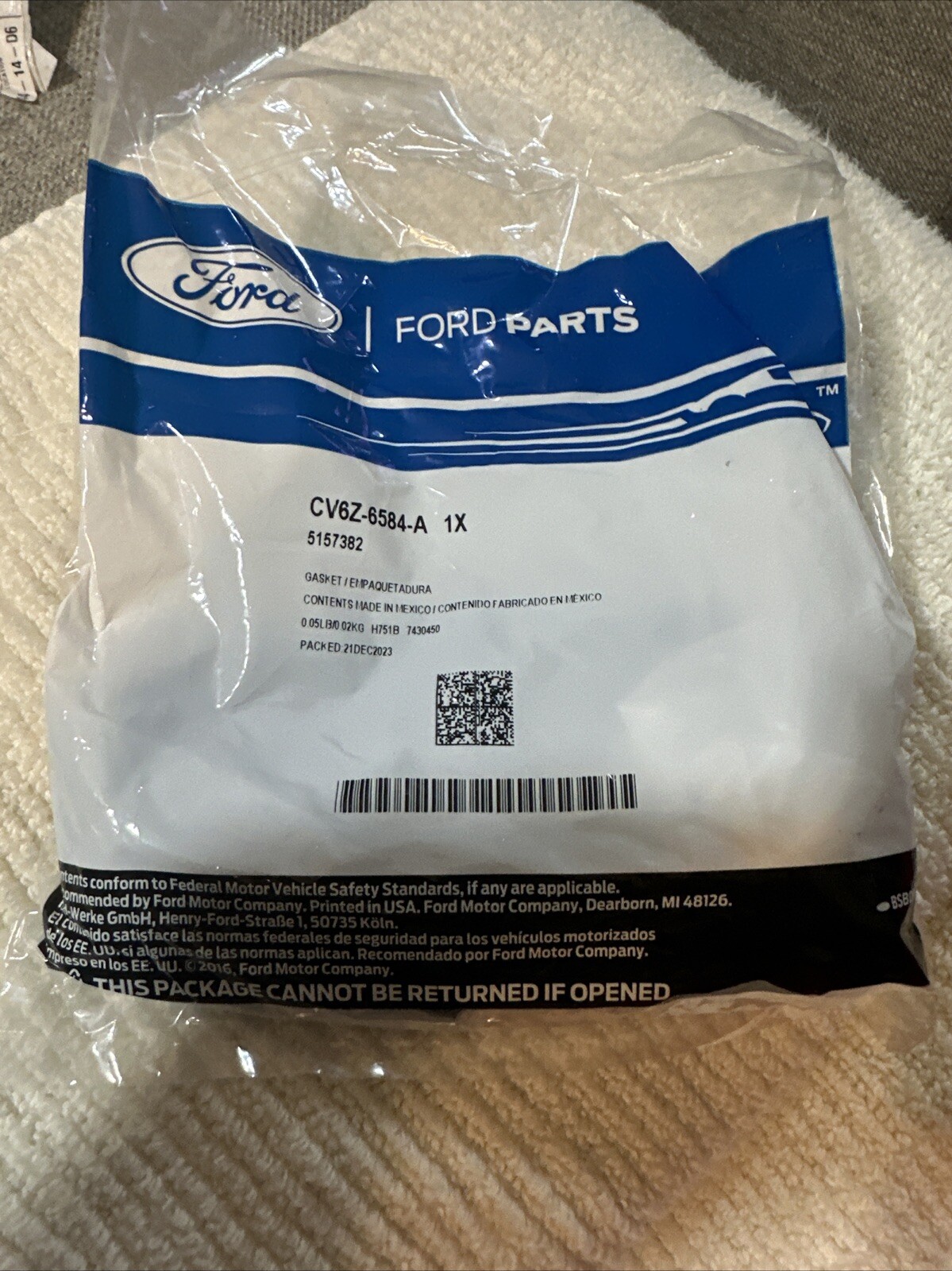 GENUINE FORD PART CV6Z-6584-A 2012-2019 FORD 2.0L ENGINE VALVE COVER GASKET SET