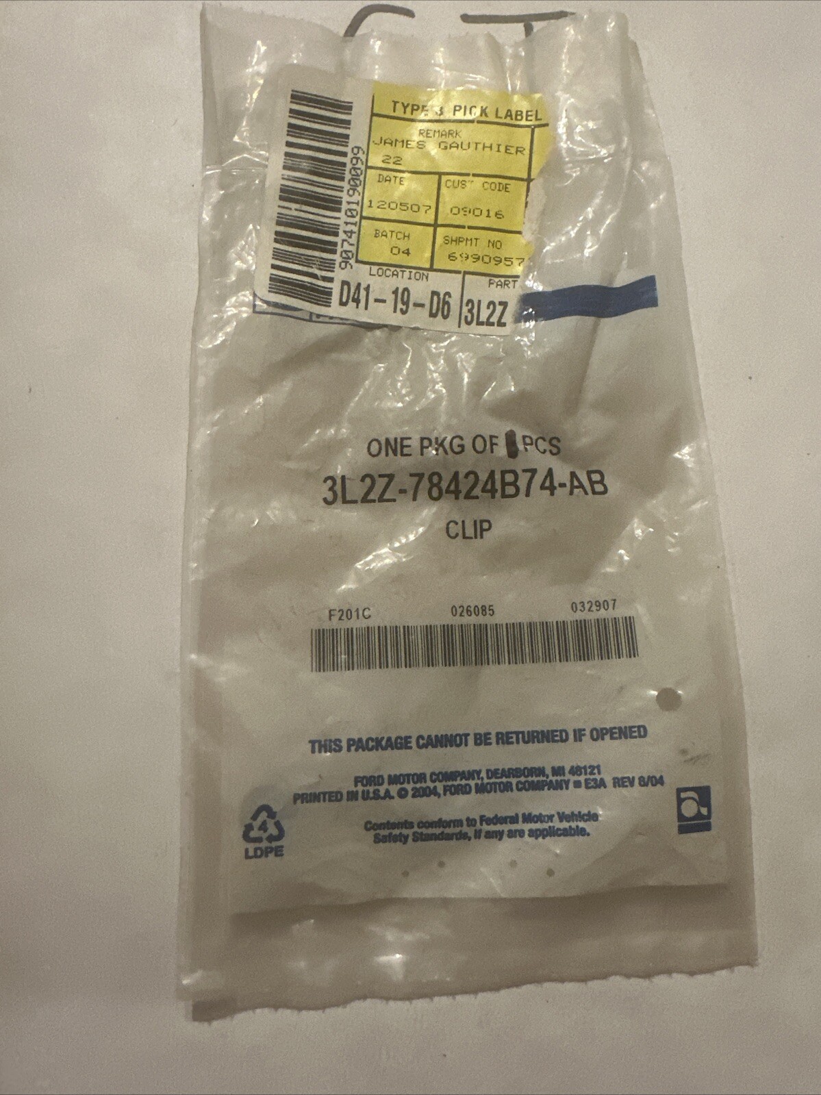 Genuine Ford Clip - Special 3L2Z-78424B74-AB