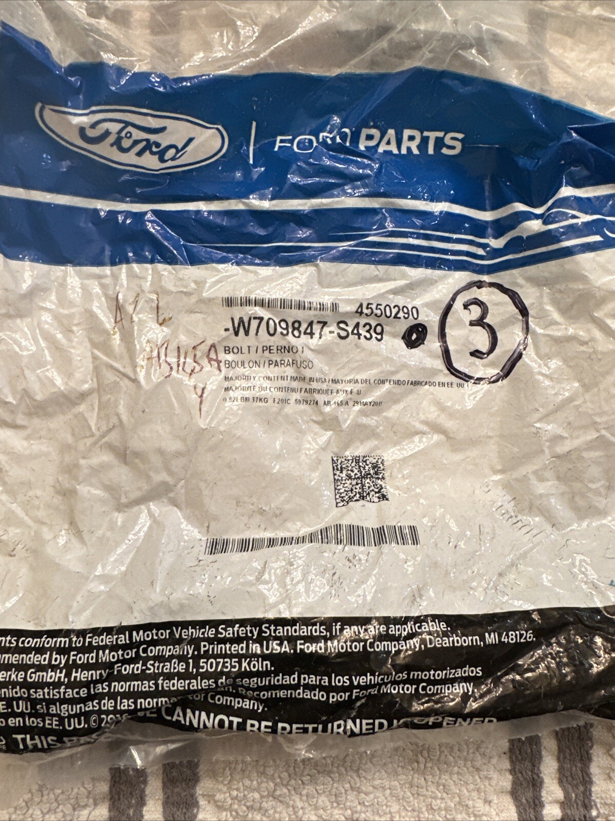 Genuine Ford Disc Brake Caliper Bracket Mounting Bolt W709847-S439