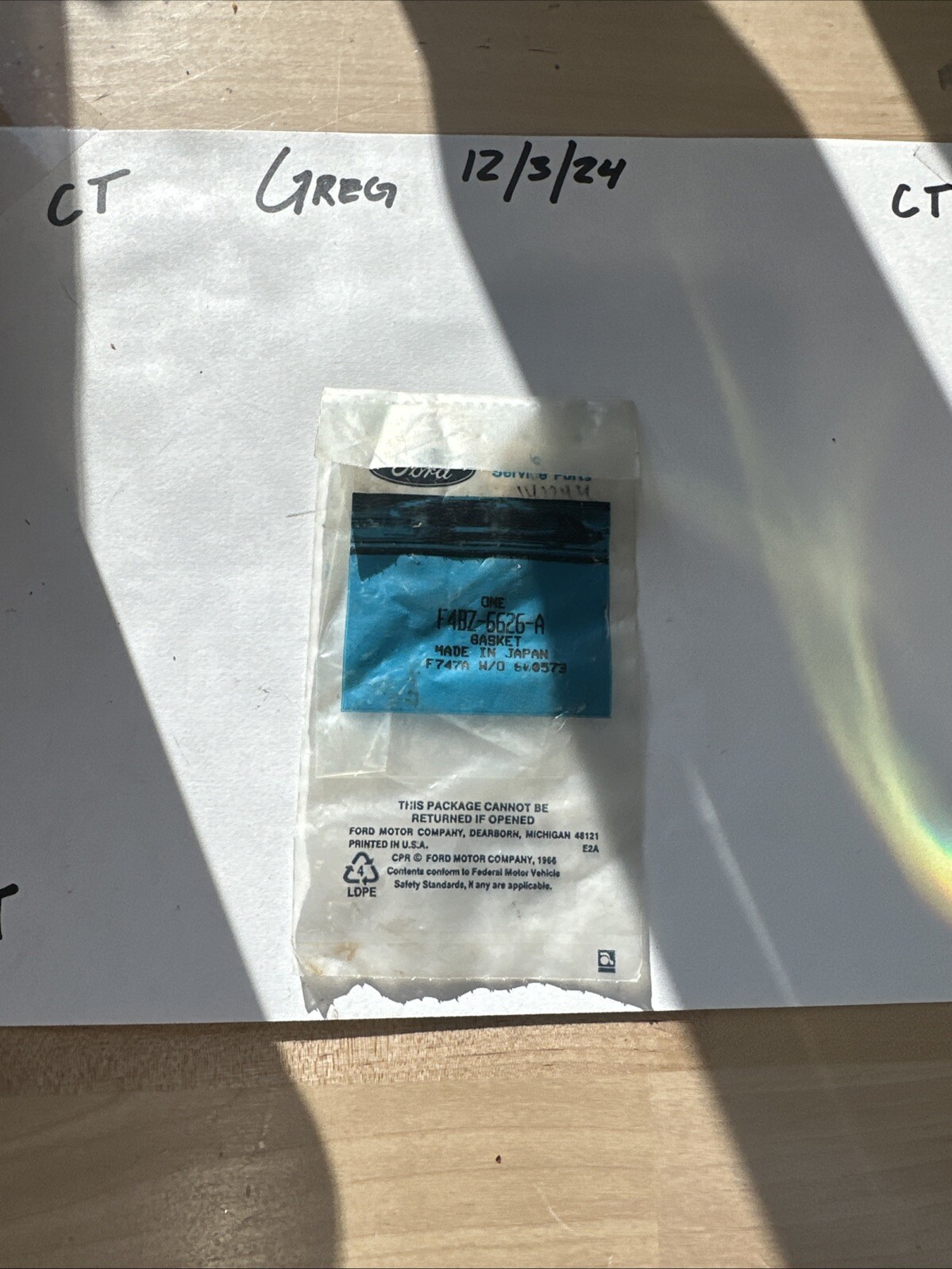 Genuine Ford Engine Oil Pump Pickup Tube Gasket F6ZZ-6626-A