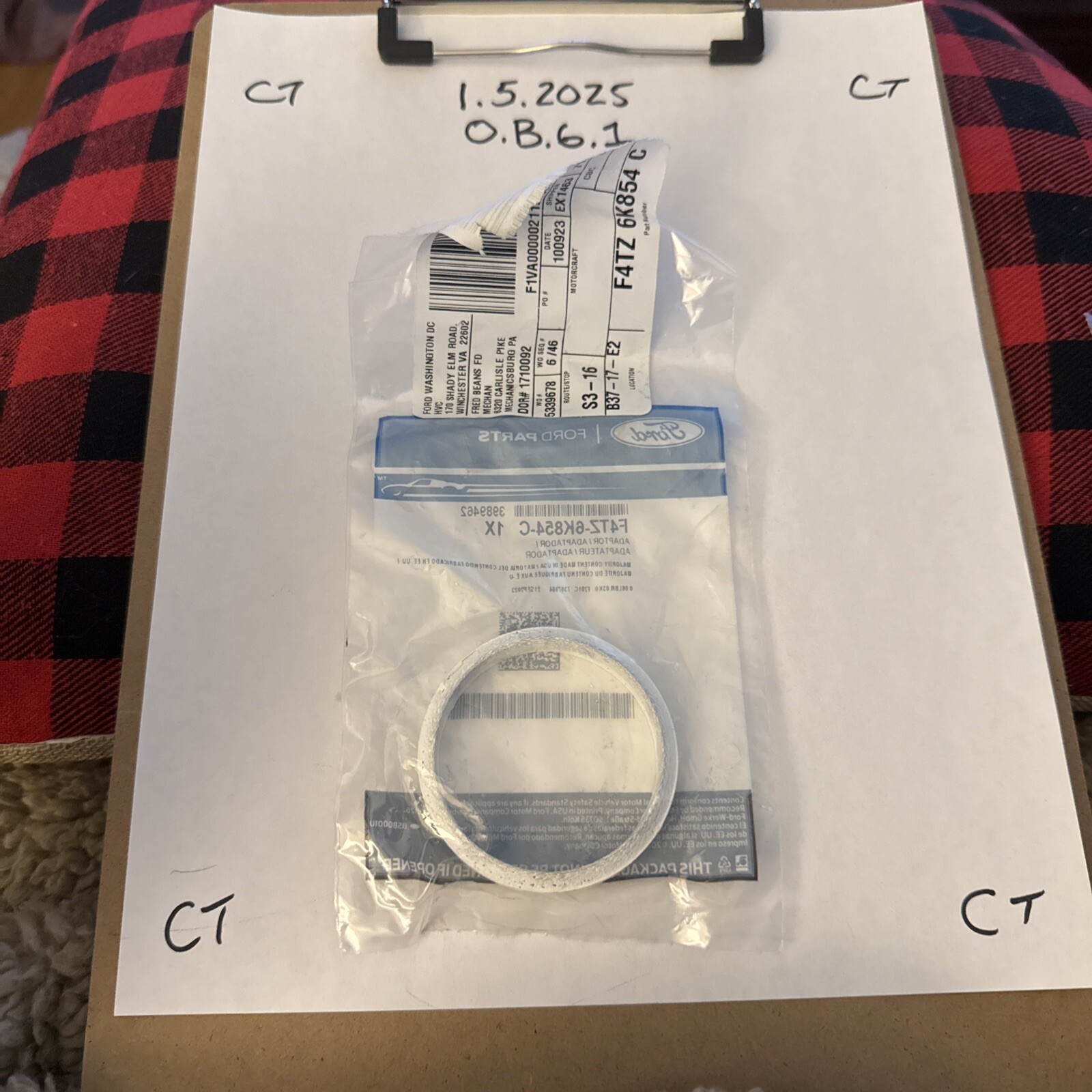 Genuine Ford Exhaust Pipe Connector Gasket F4TZ-6K854-C - Image 3