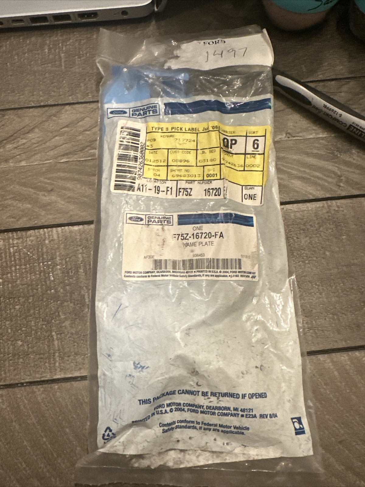 Genuine Ford F75Z-16720-FA Self Adhesive Name Plate 1997-2002 Ford Expedition