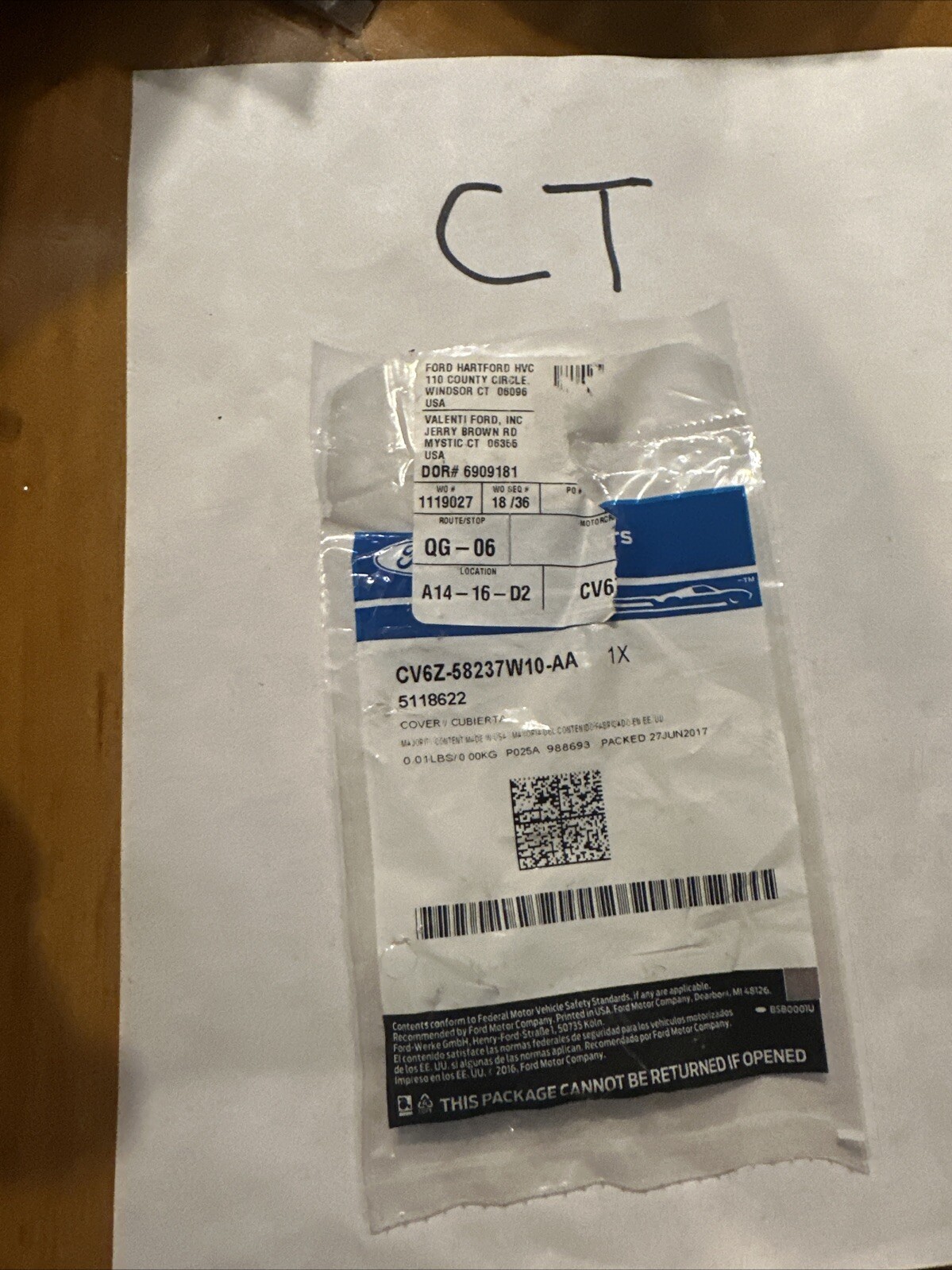 Genuine Ford Handle Inside Cap CV6Z-58237W10-AA