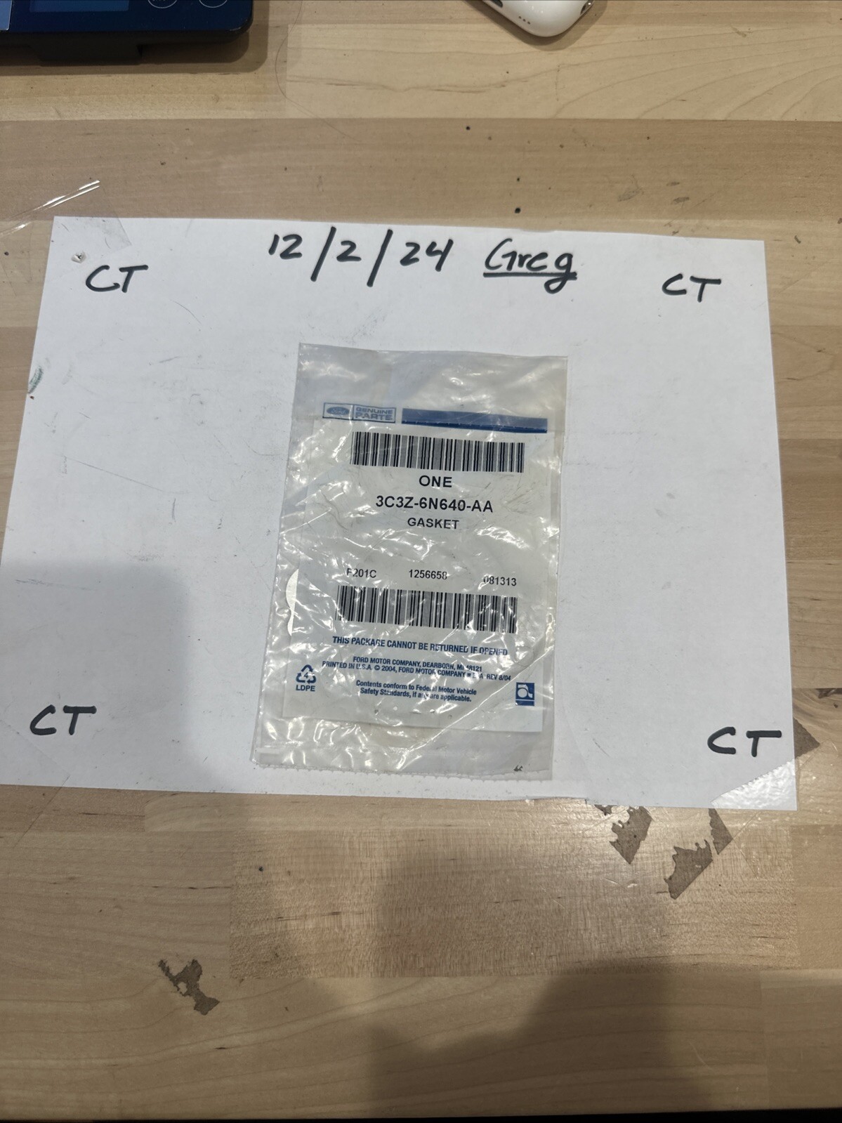 Genuine Ford Inlet Pipe Gasket 3C3Z-6N640-AA