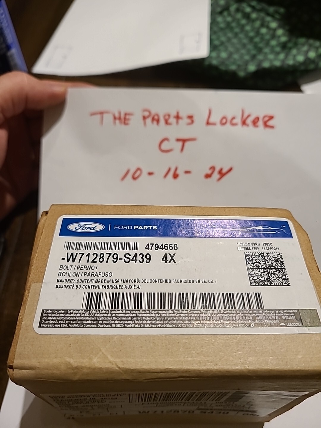 Genuine Ford Lower Insulator Bolt -W712879-S439