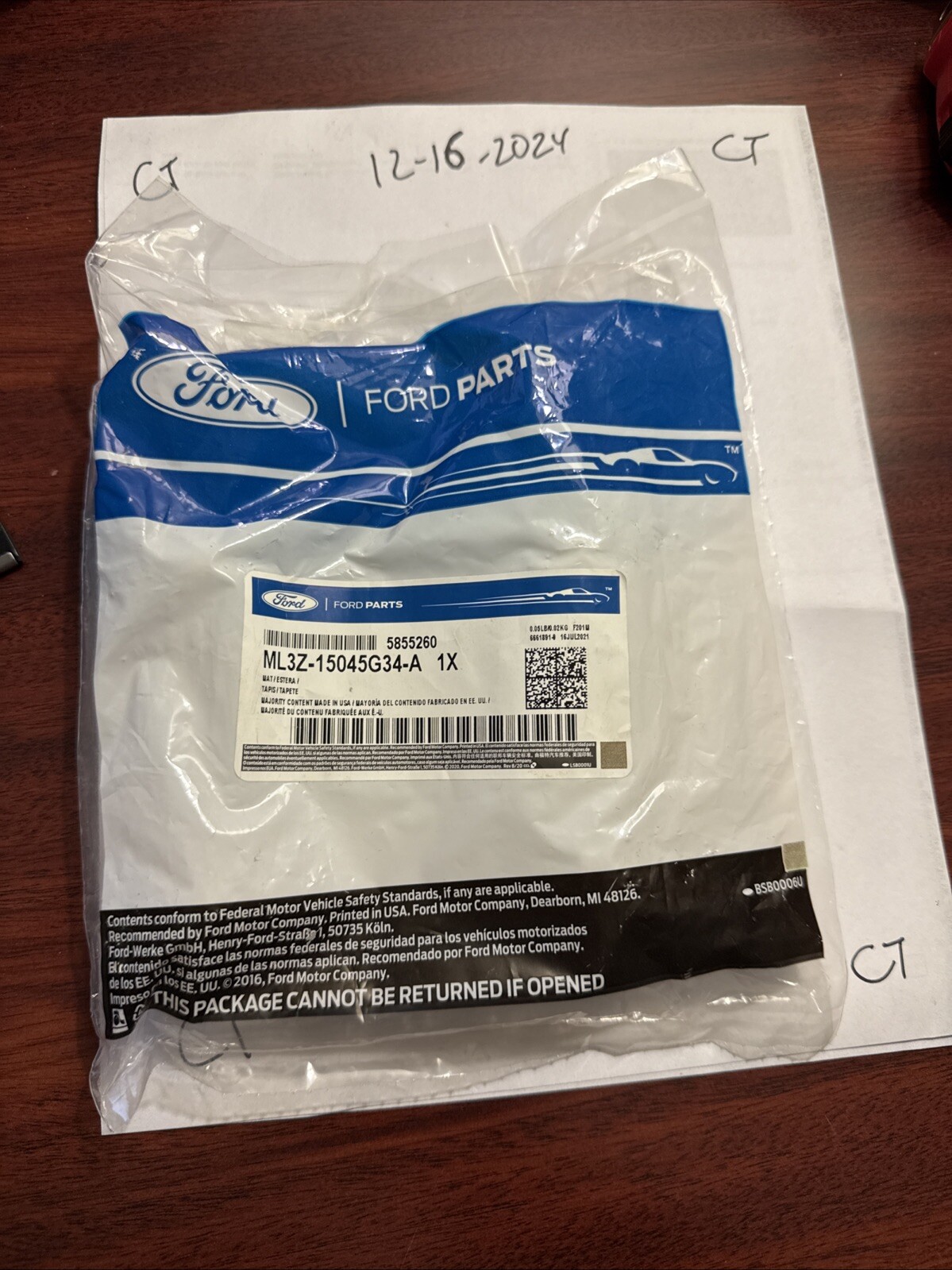 Genuine Ford Pad ML3Z-15045G34-A