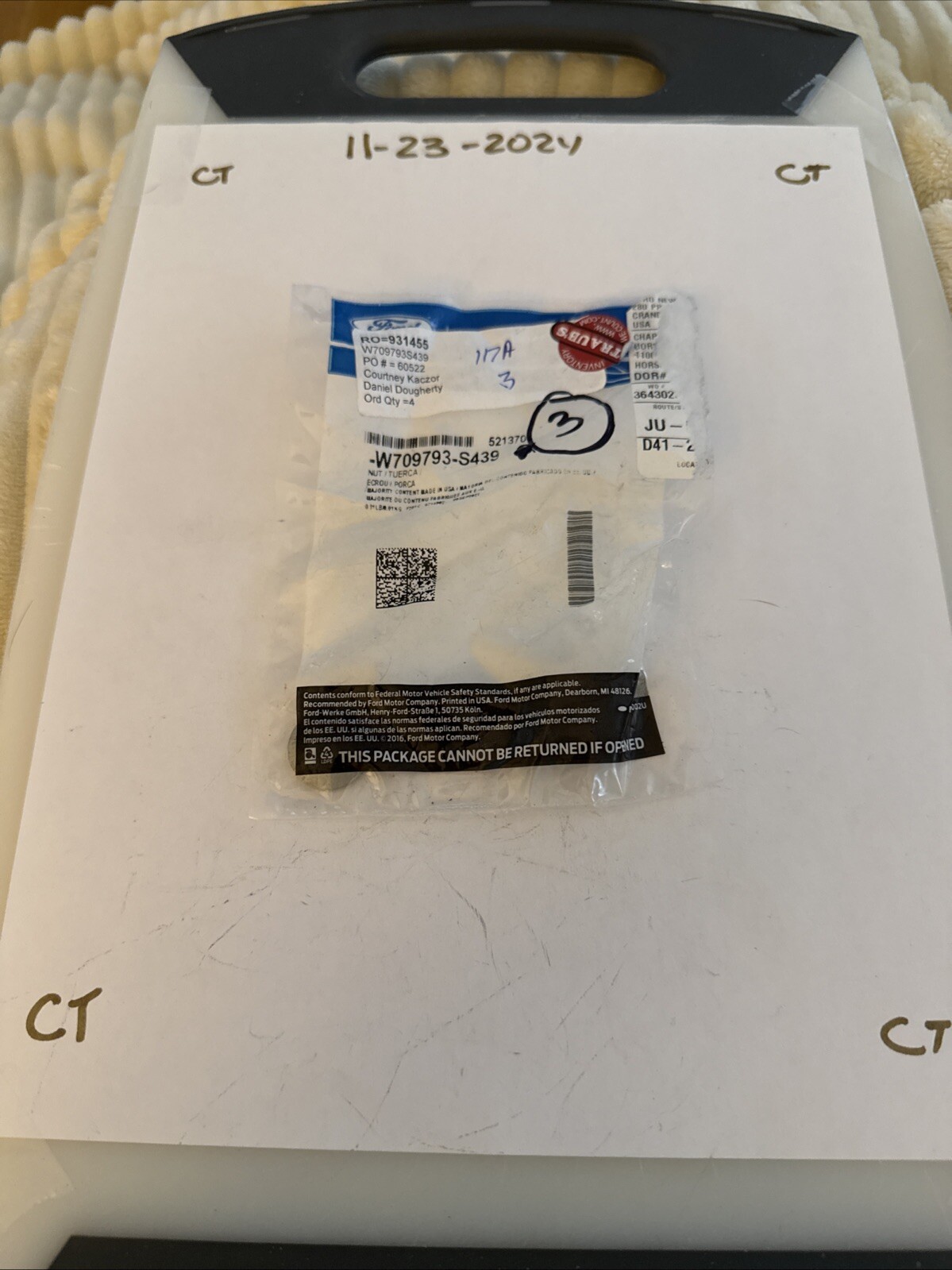 Genuine Ford Rear Shield U-Nut W709793-S439 (3) U Nuts