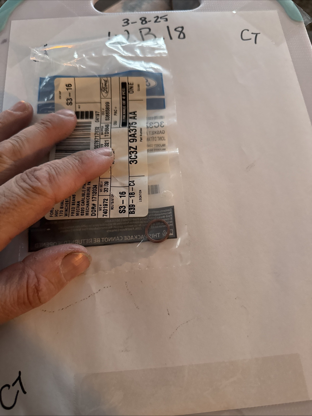 Genuine GM 3C3Z-9A375-AA Gasket New Old Stock from Shop - Image 3