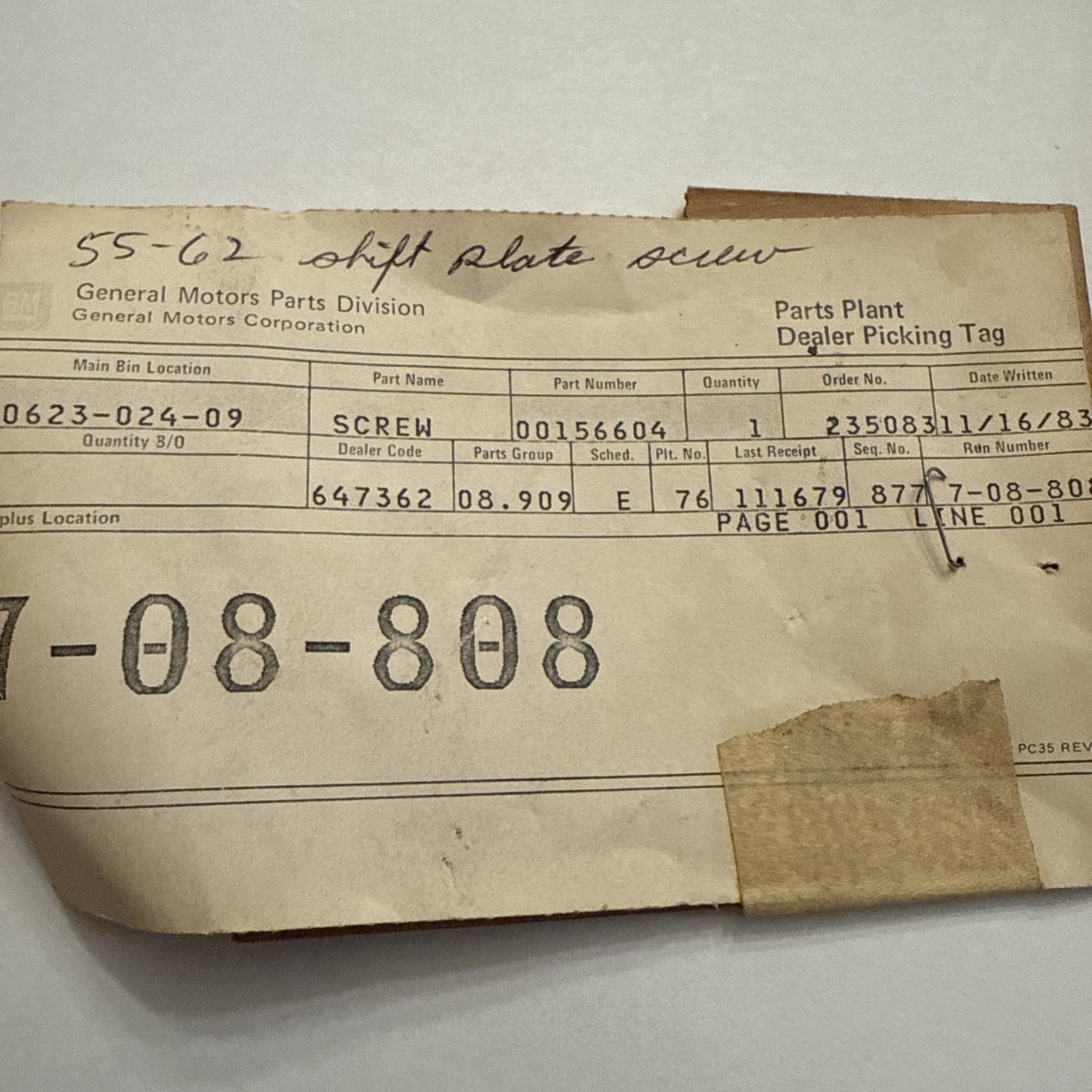 Gm Shift Plate Screw 00156604 - Image 3