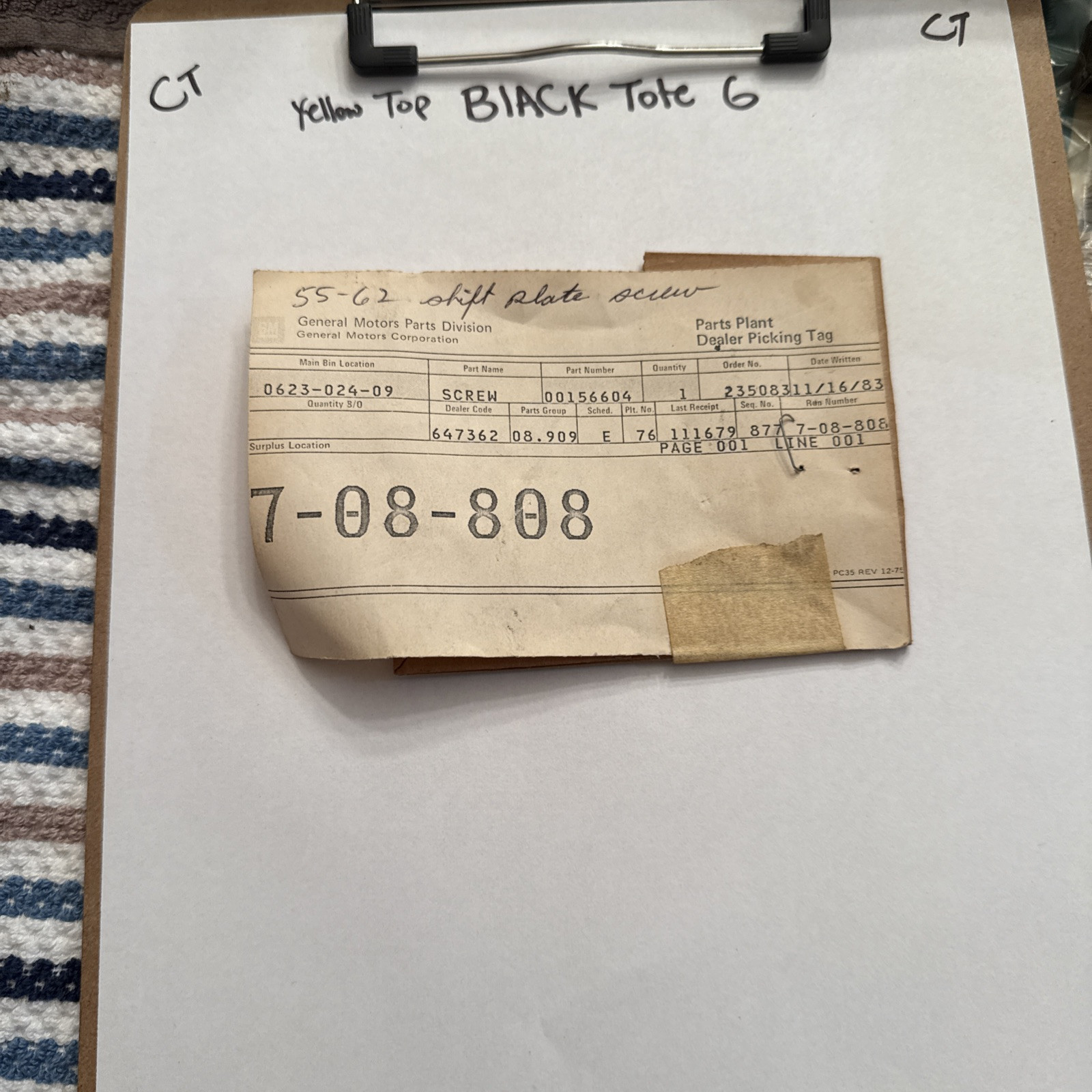 Gm Shift Plate Screw 00156604