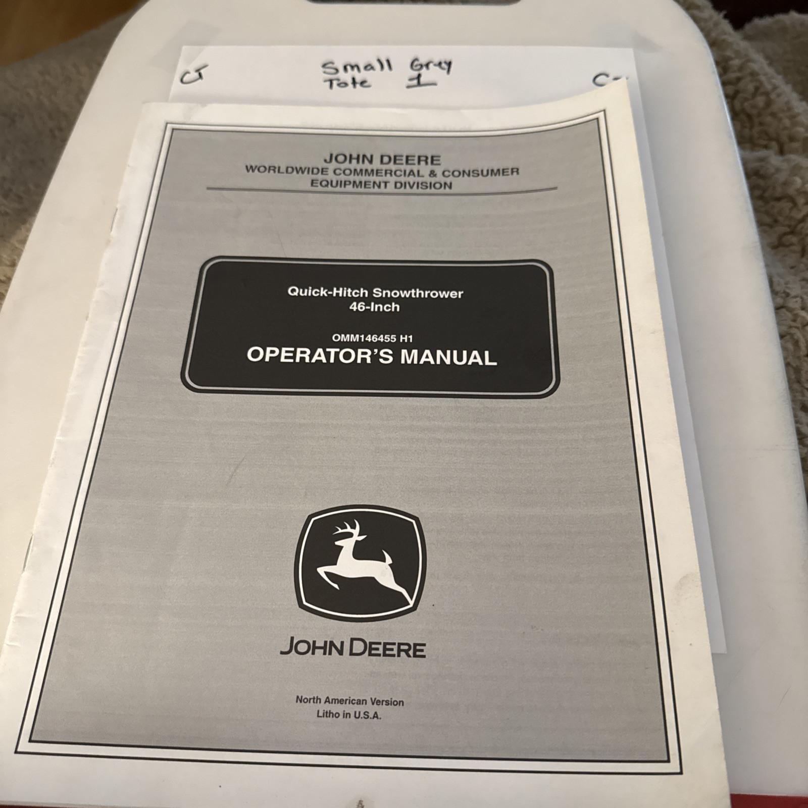 John Deere 425,445,455 Tractors Snowthrower OMM146455 Operators Manual Book