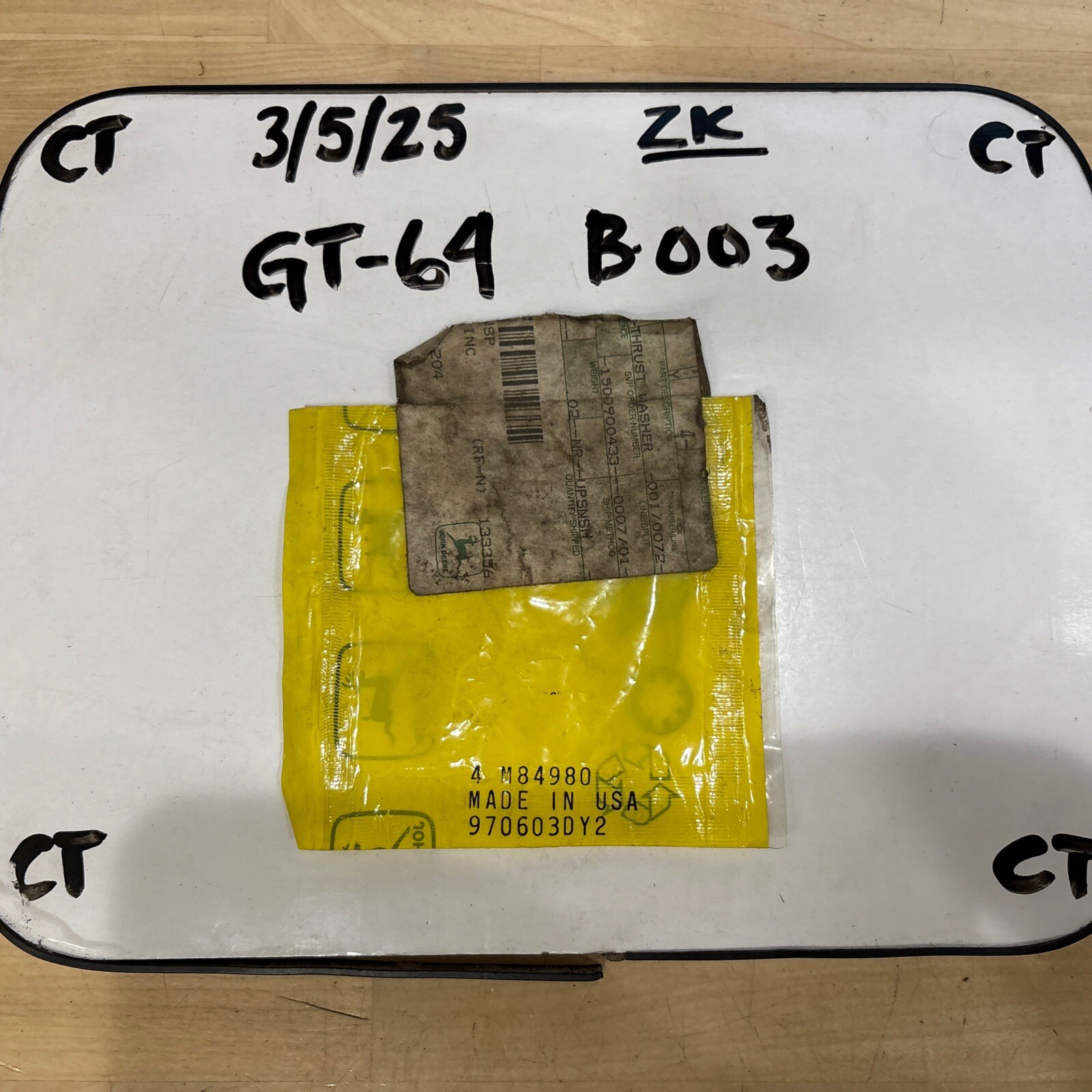 John Deere M84980 Thrust Washer