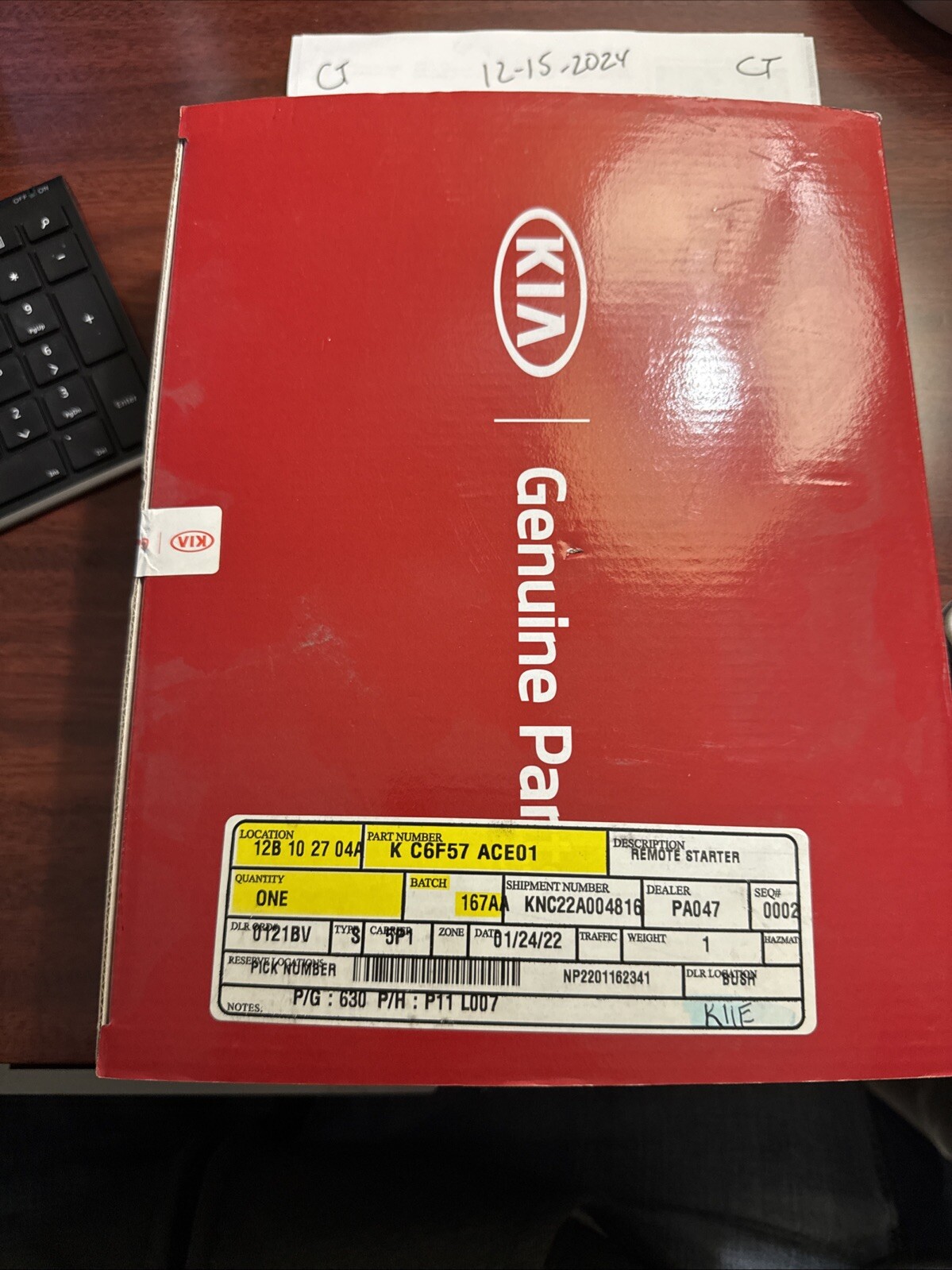 Kia Remote Start, Push Button Start Model Kia Part No.: C6F57ACE01 - Image 4