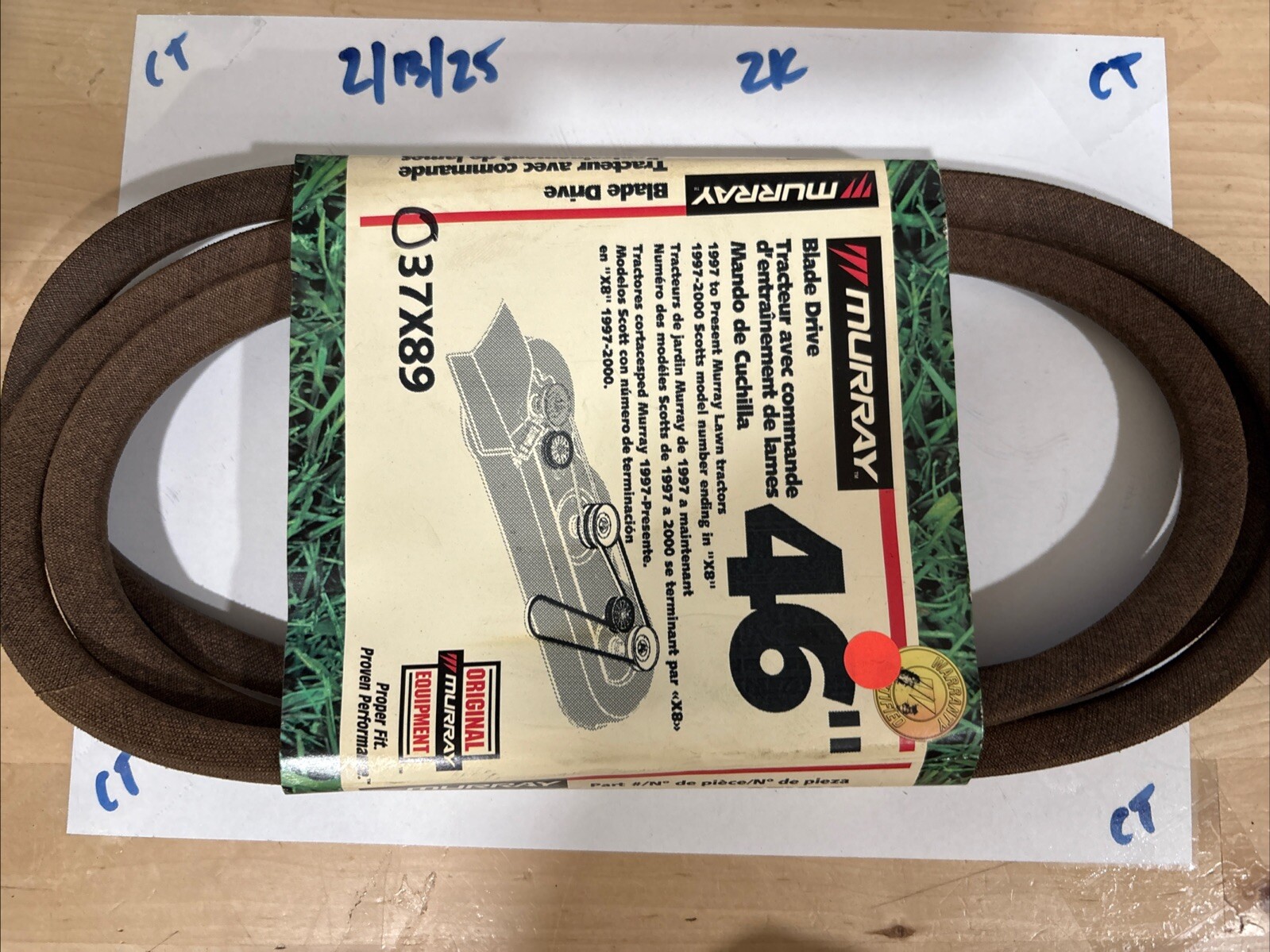 Murray 037X89MA 46" Blade Drive BELT GENUINE FACTORY OEM 37X89 037X89