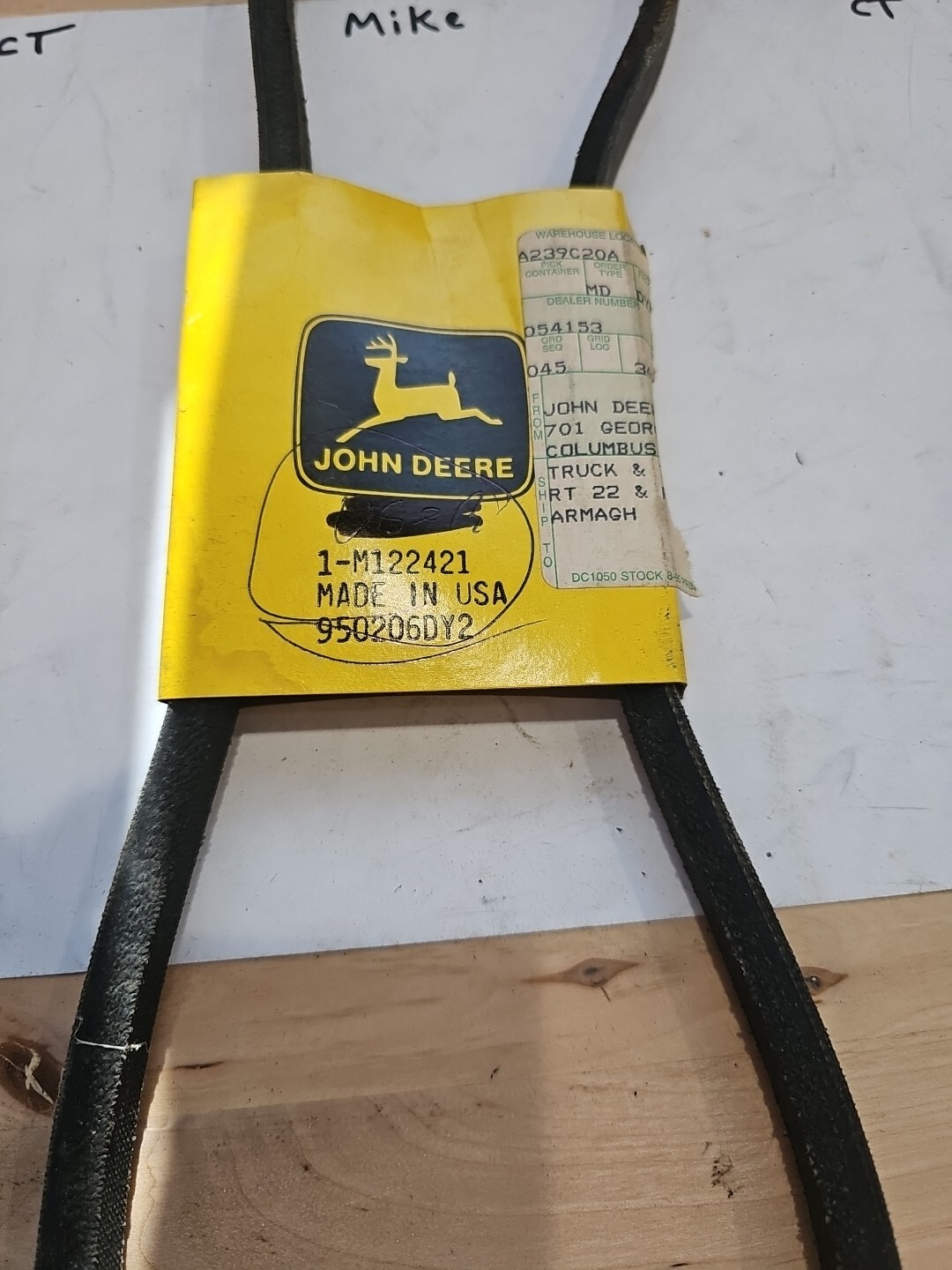 NEW JOHN DEERE Genuine OEM Auger Belt M122421 for TRS27 TRS32 s/n #'s 140001+