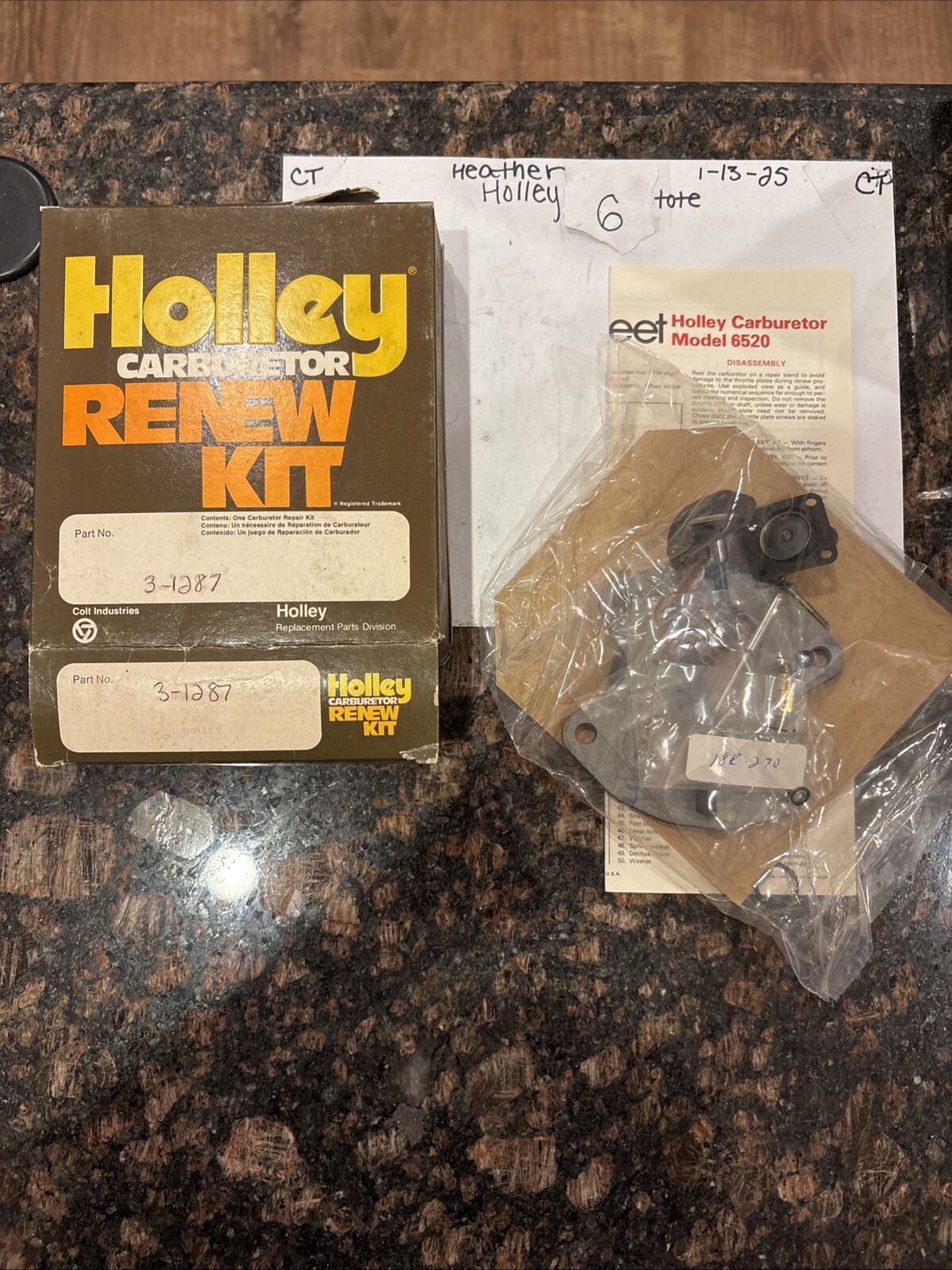 NOS HOLLEY RENEW CARBURATOR KIT 3-1287 For Holley 6520 - Image 6