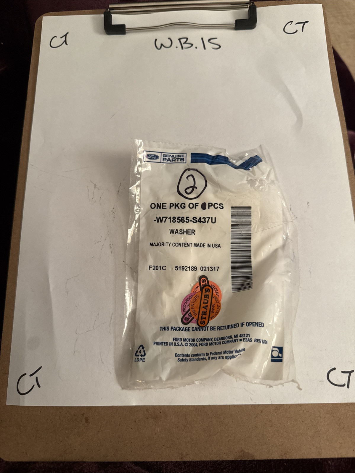 NOS OEM Ford W718565-S437U Washer SET OF 2