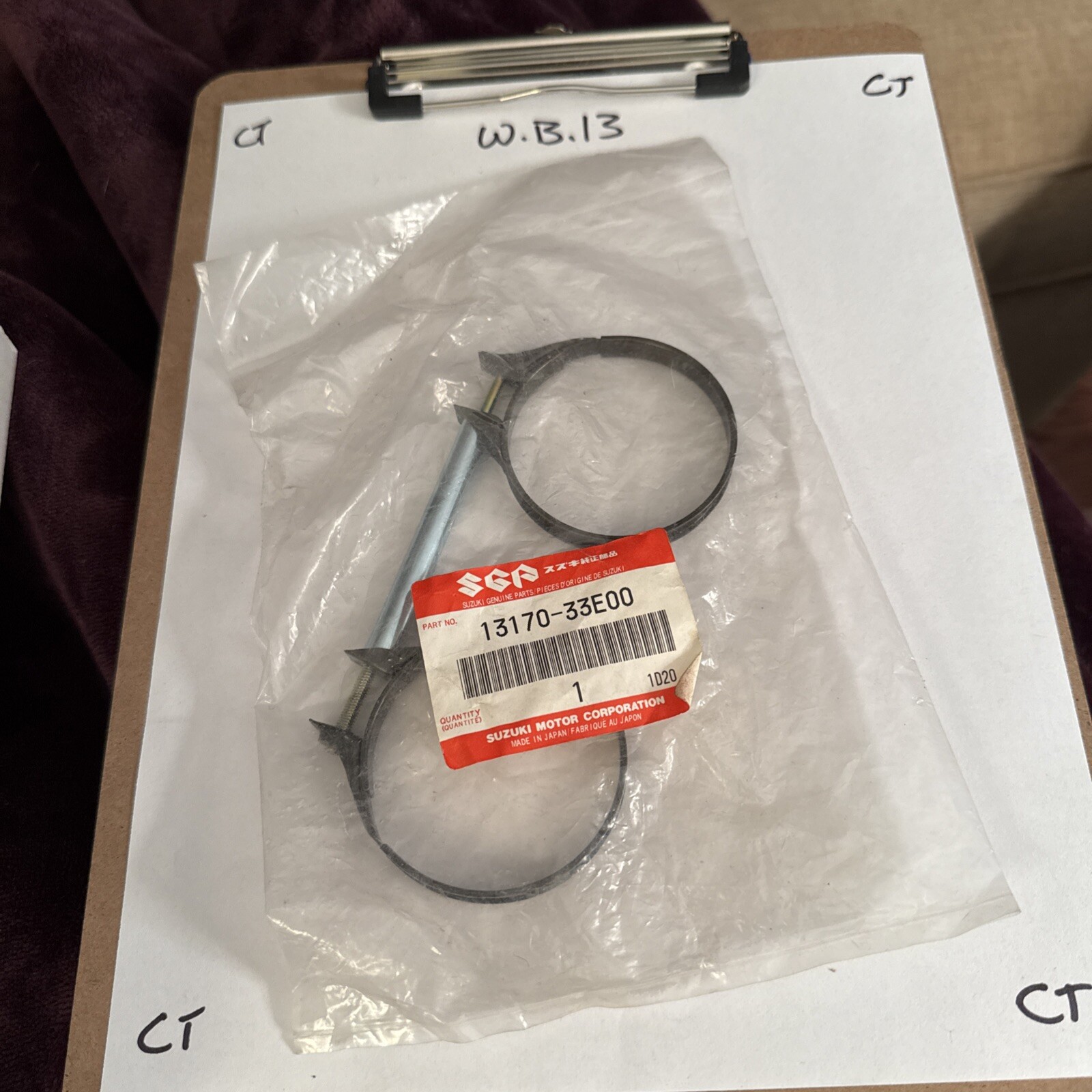 NOS Suzuki GSX-R750 96-97 Inlet Rubber Intake Pipe Double Hose Clamp 13170-33E00