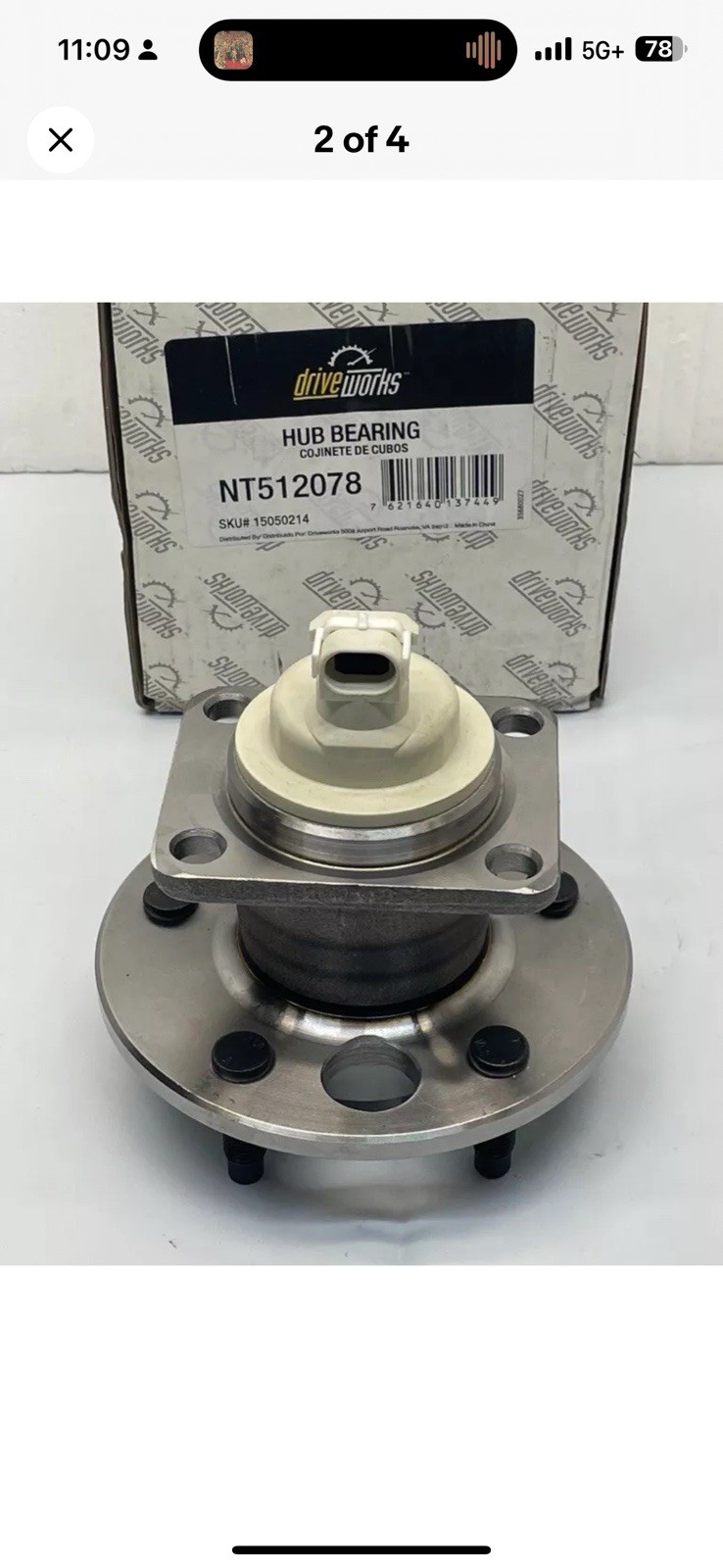 NT512078 Drive Works REAR Wheel Bearing & Hub Assembly 512078 - Image 3