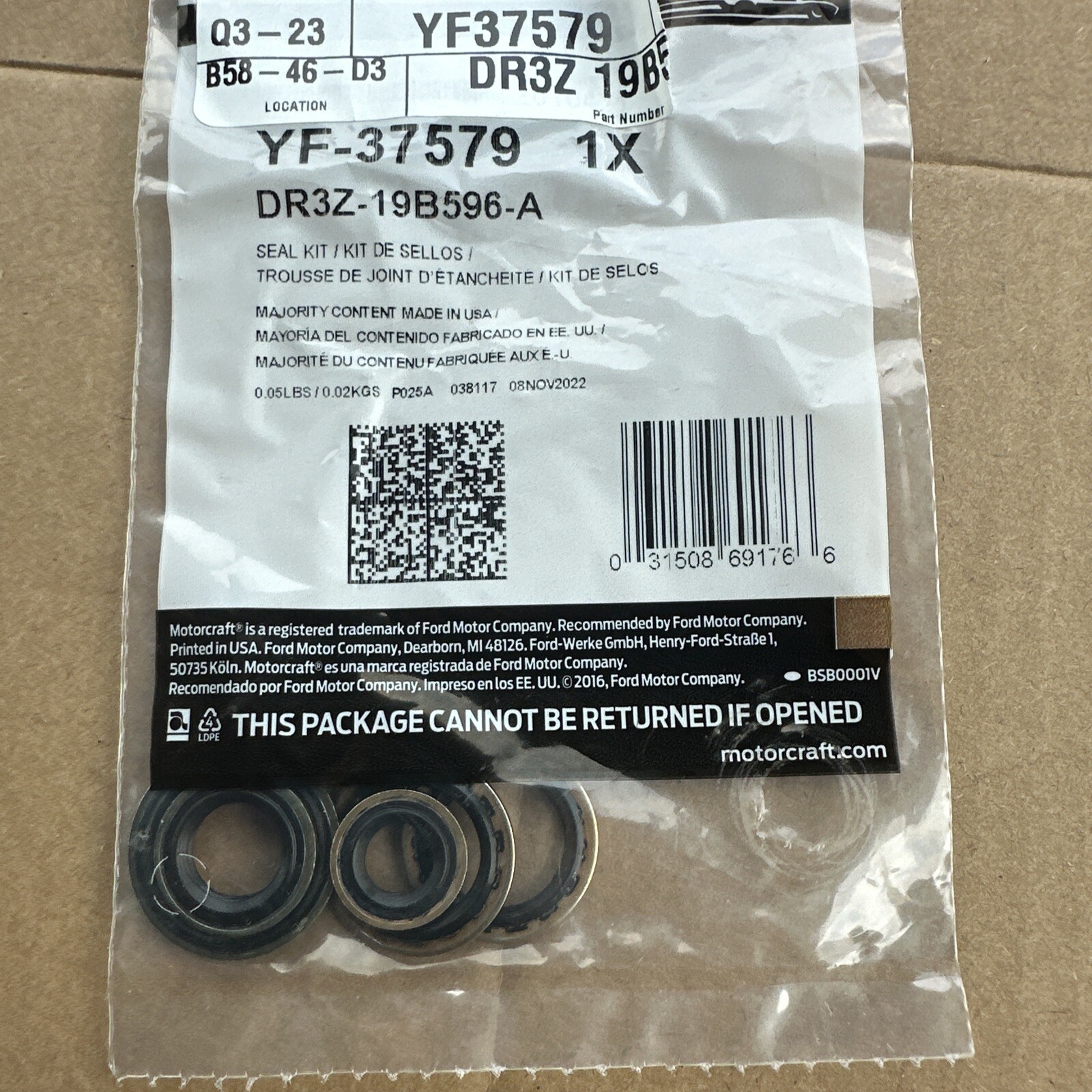 New OEM Ford A/C System O-Ring and Gasket Kit Motorcraft YF-37579 DR3Z-19B596-A