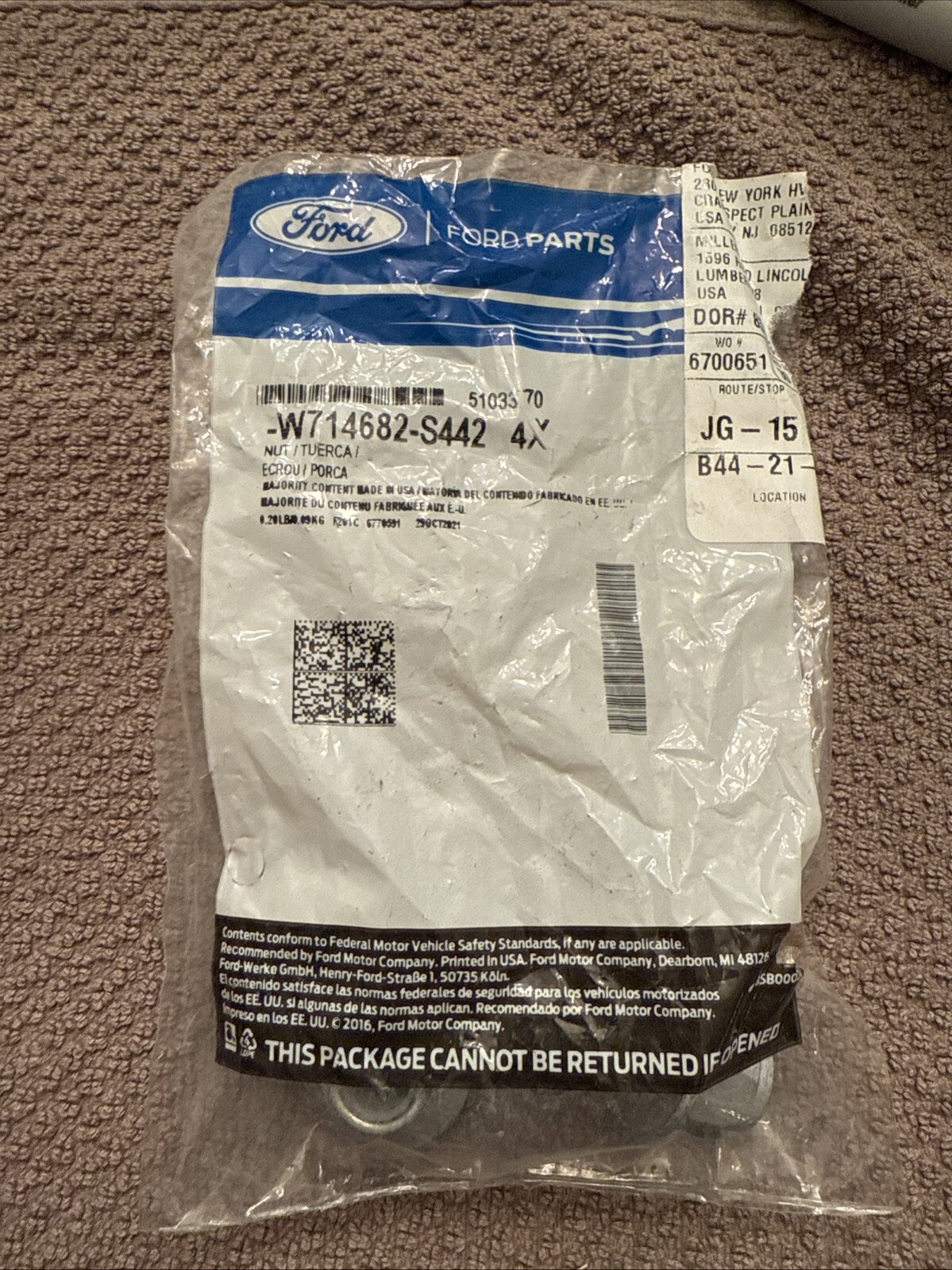 New OEM Ford W714682-S442 Nut Package Of 4