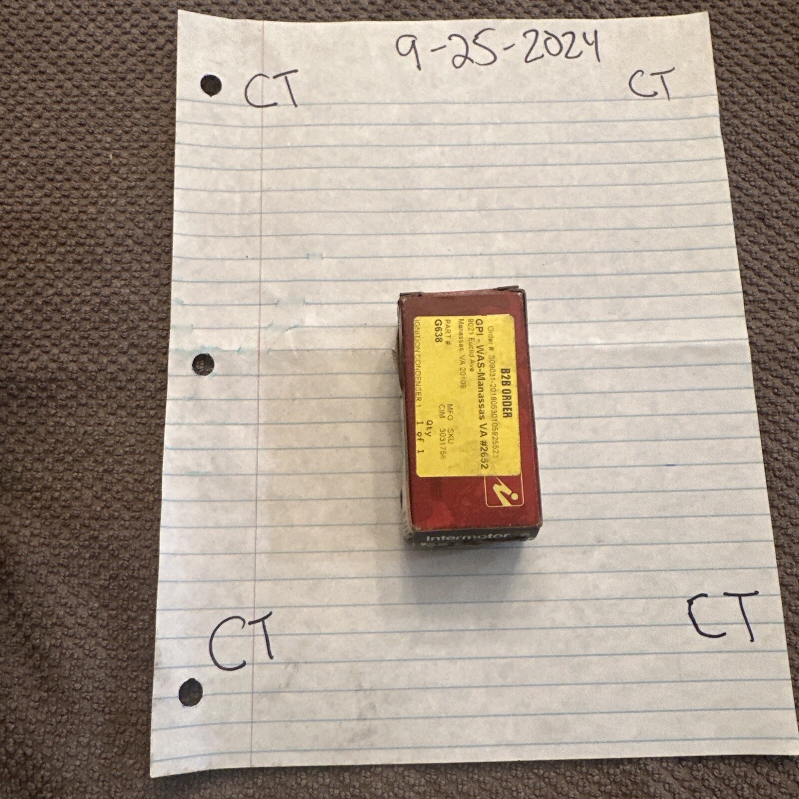 One New Intermotor Ignition Condenser LU207 G638 - Image 3