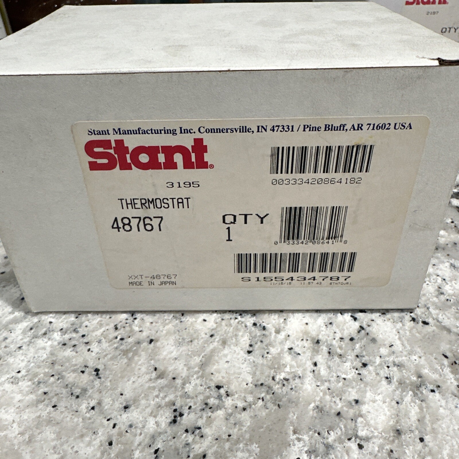 STANT 48767 WATER OUTLET THERMOSTAT UPC: 0333420864182. -7D