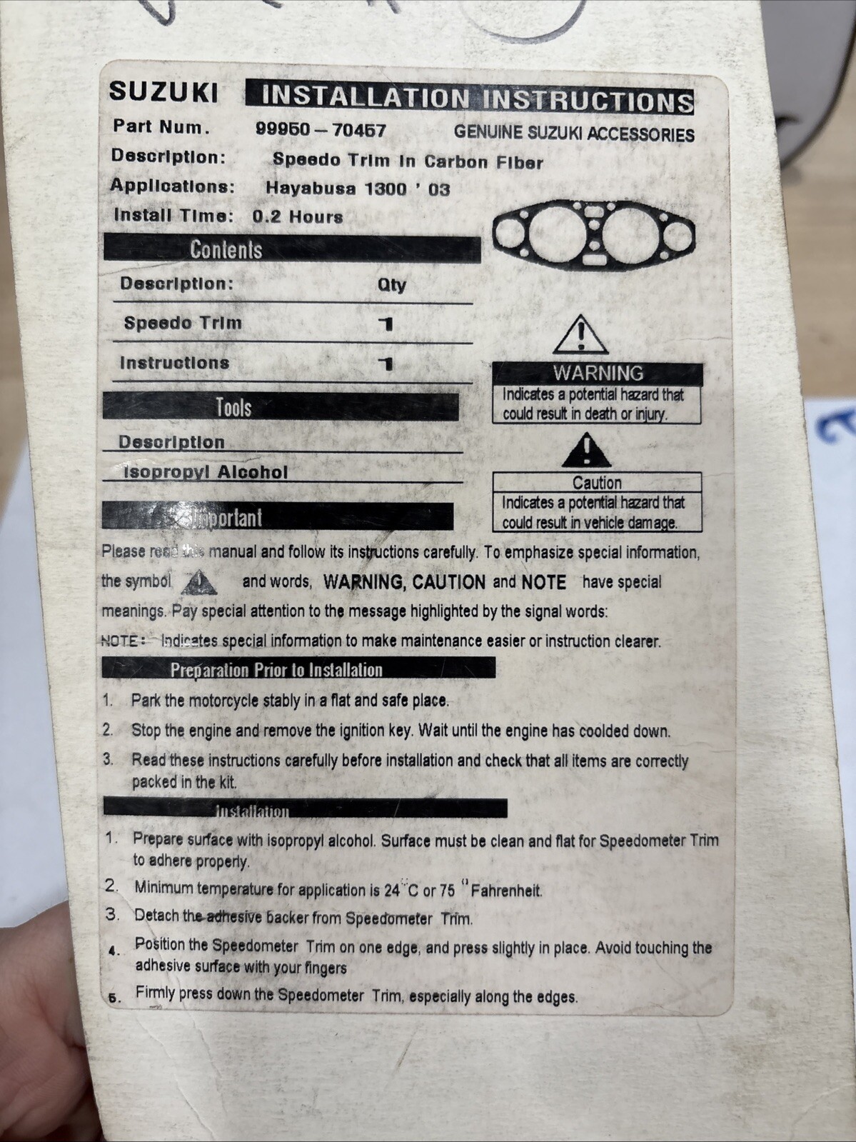 Suzuki 99950-70457 (1999-2007 Hayabusa) Speedo Carbon Fiber - Image 4