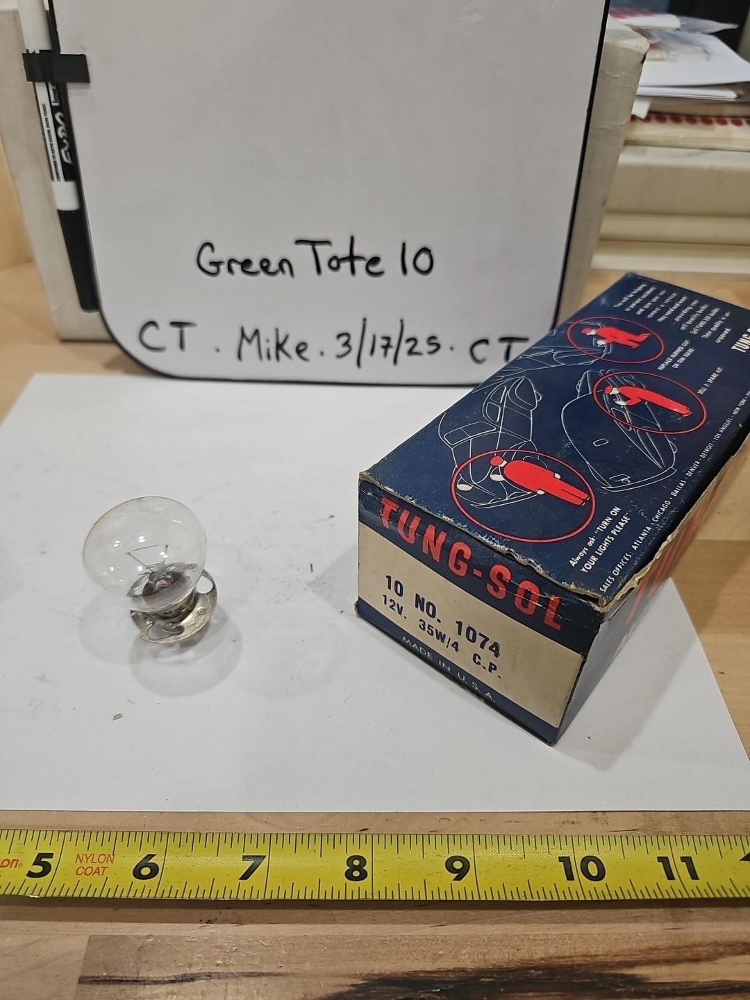 Tung-Sol No. 1074 12v / 35W / 4cp Auto Lamp Bulbs 1 Pkg Of 10 Bulbs