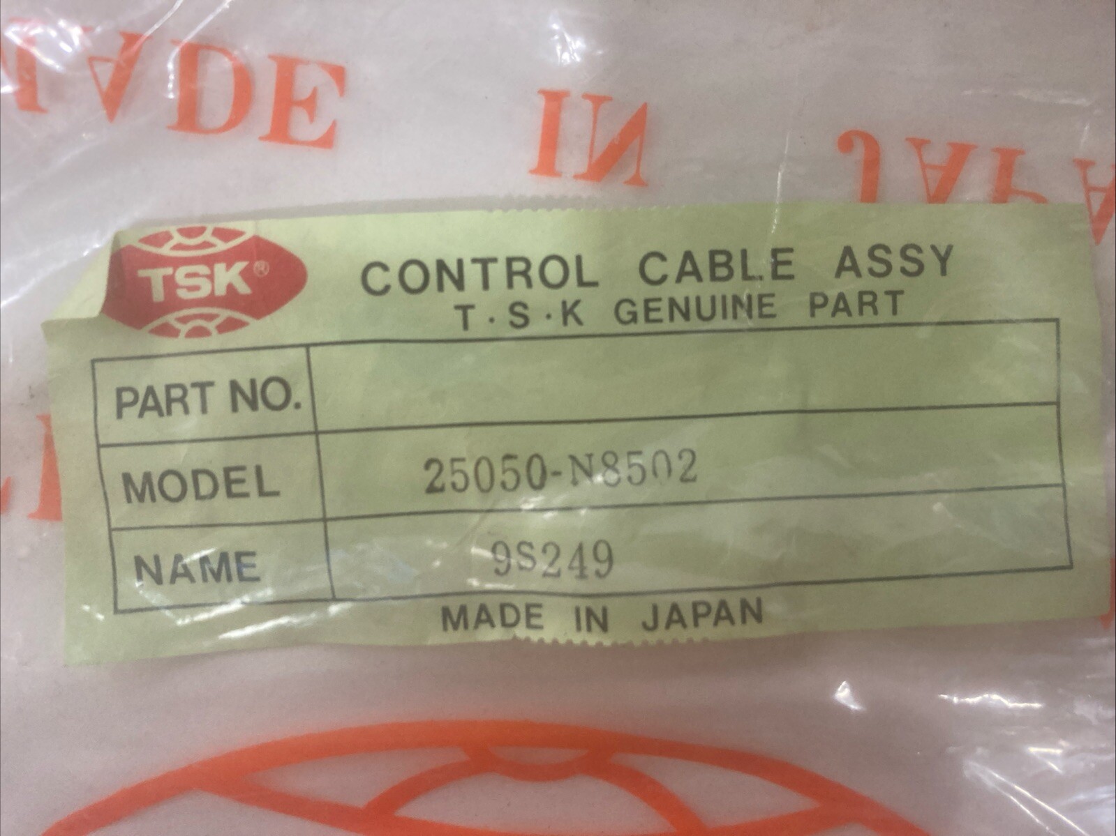 VINTAGE TSK CONTROL CABLE ASSY ~ Model# 25050-N8502 (Vera 67-03109) - Image 5