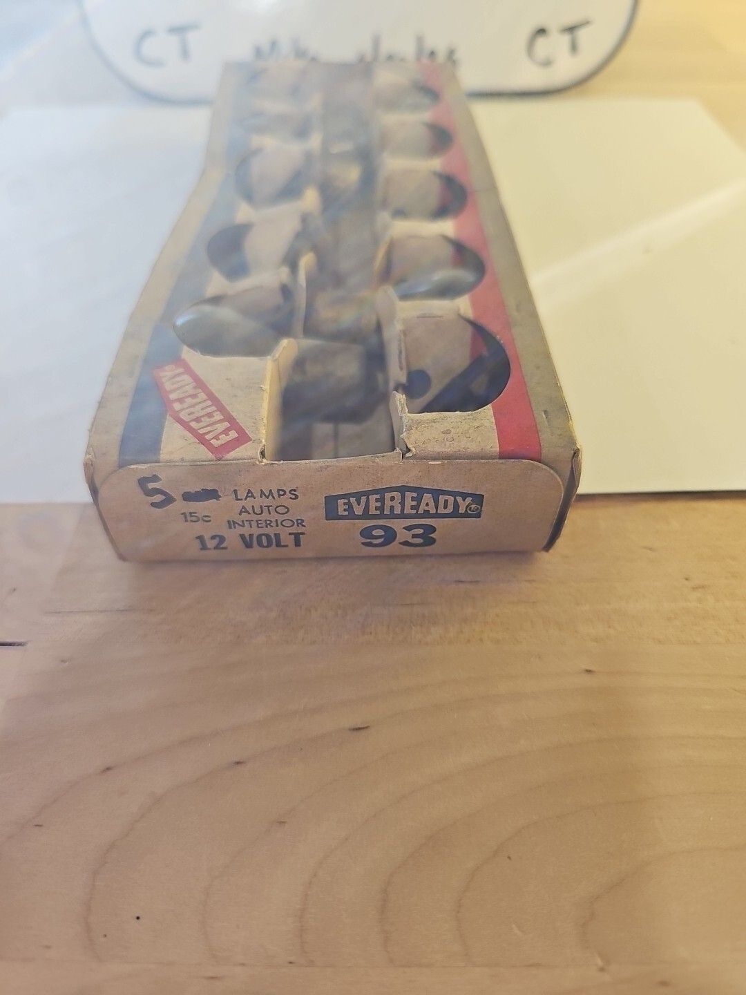 Vintage Eveready GE-93 Miniature Interior Auto Lamps (1 Box Of 5 Bulbs) Box Open - Image 3