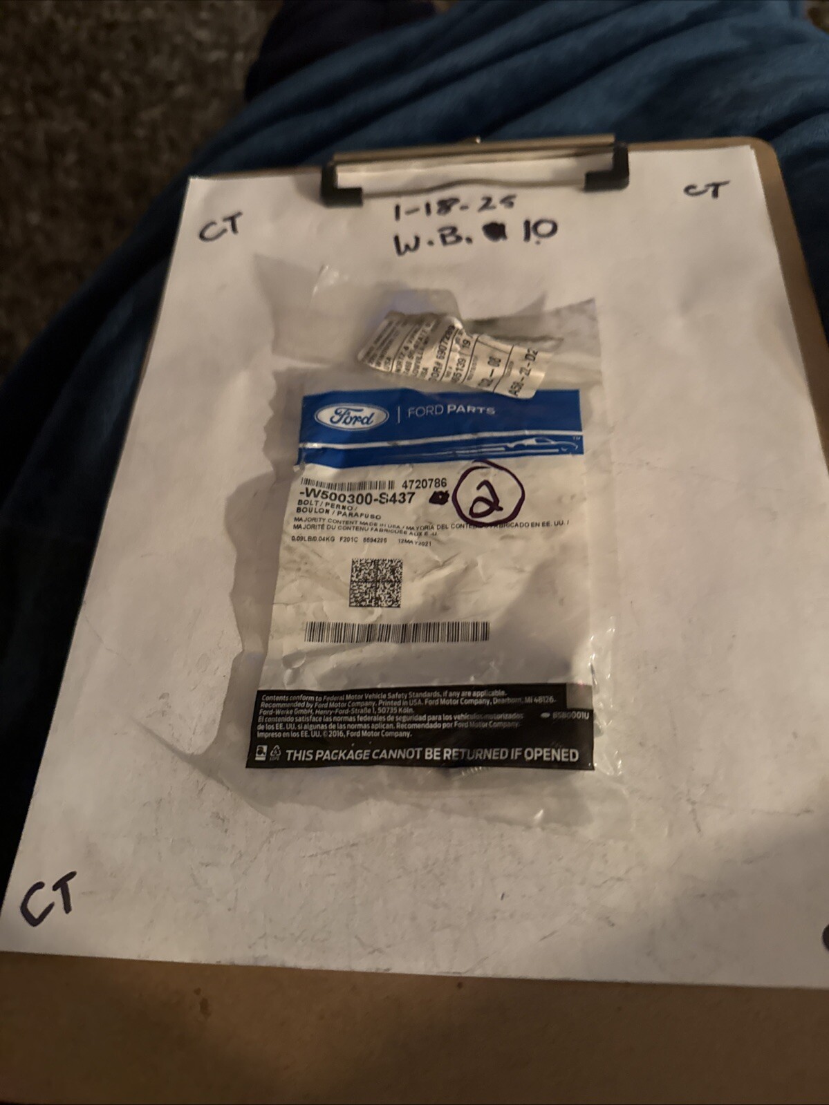 (1) FORD 10-23 Escape Engine Parts-Adapter Bolt W500300S437 Sold Individually