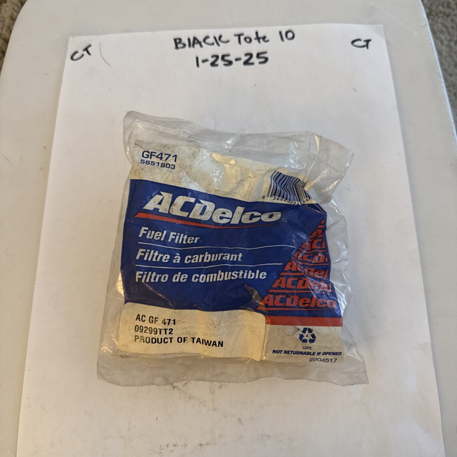 (1) GENUINE OEM GM ACDELCO Long Fuel Inlet Filter Cartridge & Check Valve GF471