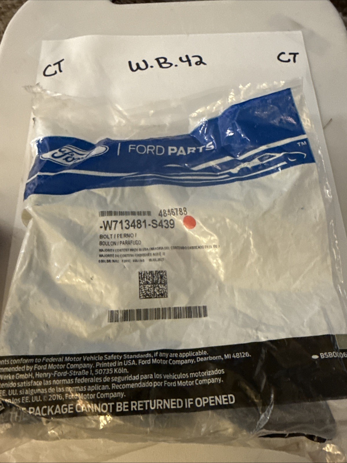 (1) Genuine Ford 2008/2018 TAURUS "BOLT" ROUND HEAD M12X1.75 X 88MM W713481-S439